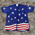 Factory Quacker Factory Sweater Womens Medium Blue Cardigan 4th Of July Short Sleeve