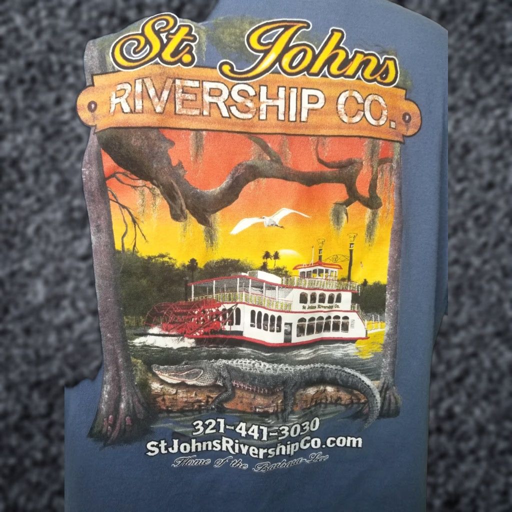 Gildan Mens 2xl St Johns Rivership Company T Shirt Double Sided Fl Travel River Boat Shirt Mens 2xl Hoodie, Sweatshirt