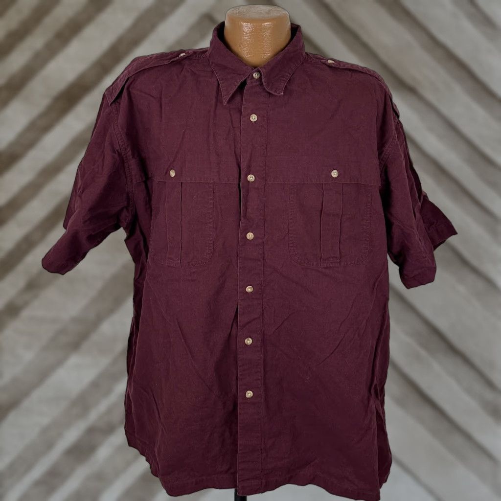 Vintage Red Head Safari Shirt Men Xl Short Sleeve Cotton Outdoors Casual Travel Outdoor Hiki