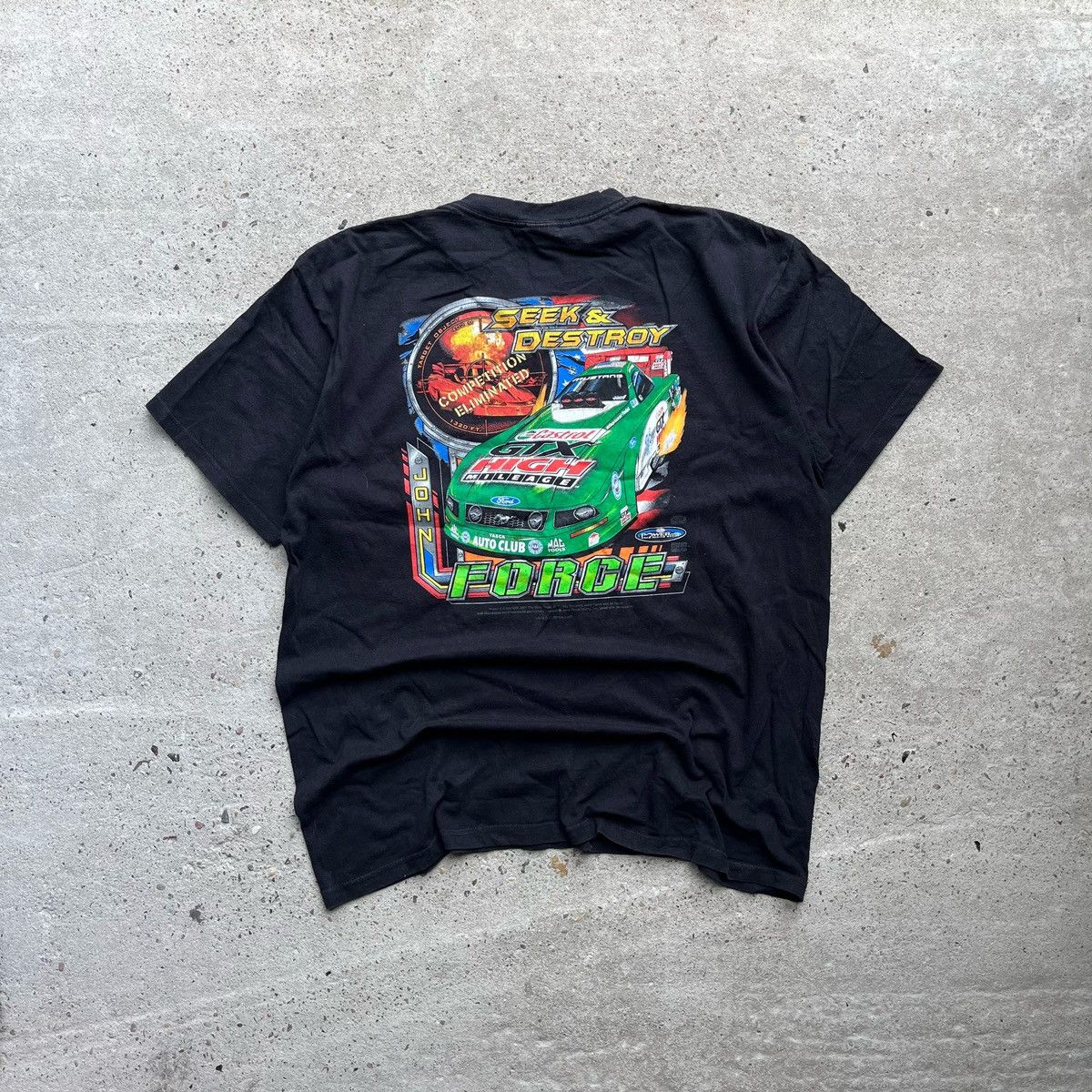 Vintage Nascar Racing Anvil Jonh Force Vintage Black Tshirt Xl