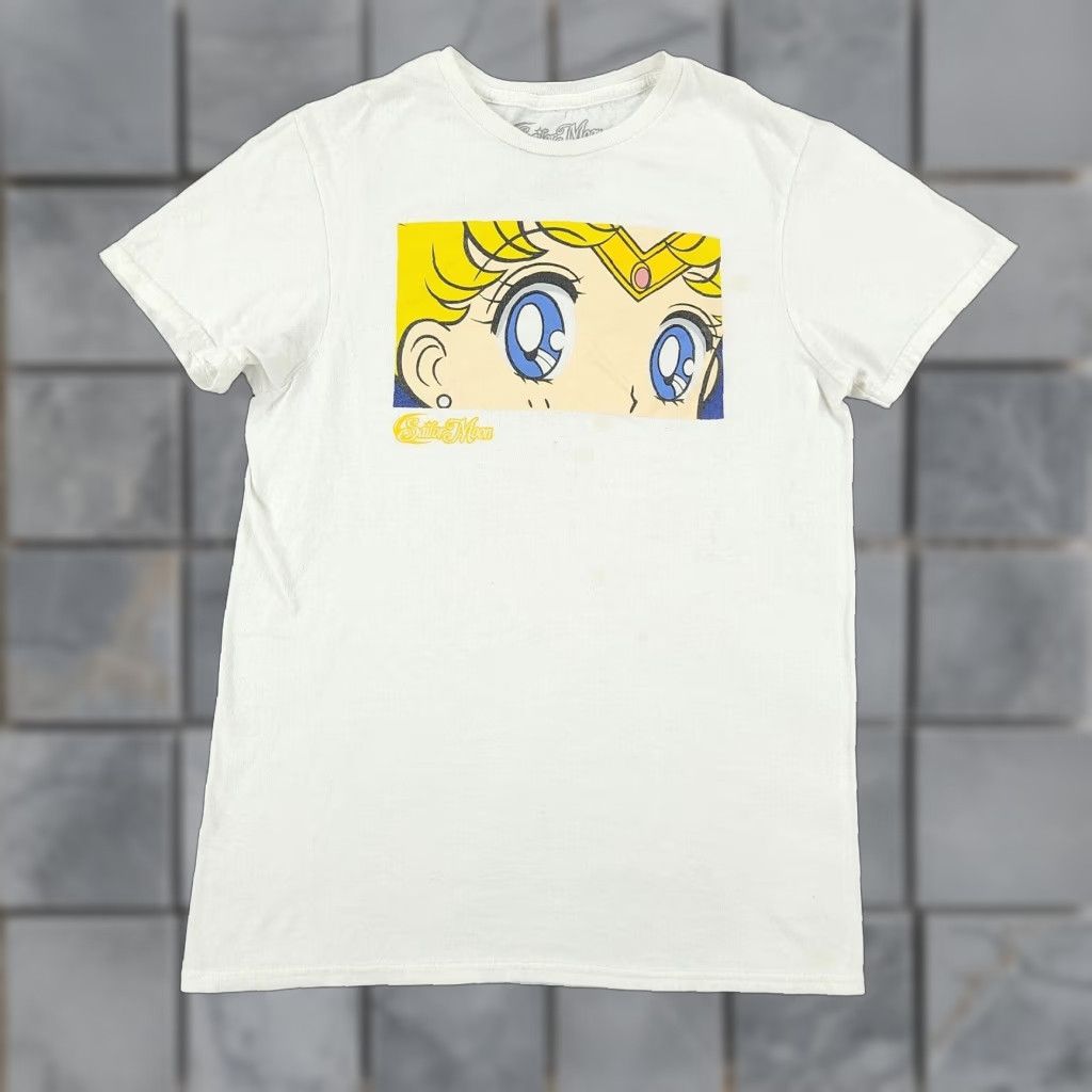 Vintage Sailor Moon Women S Small White Anime Graphic T Shirt Crew Neck Short Sleeve Casual Top
