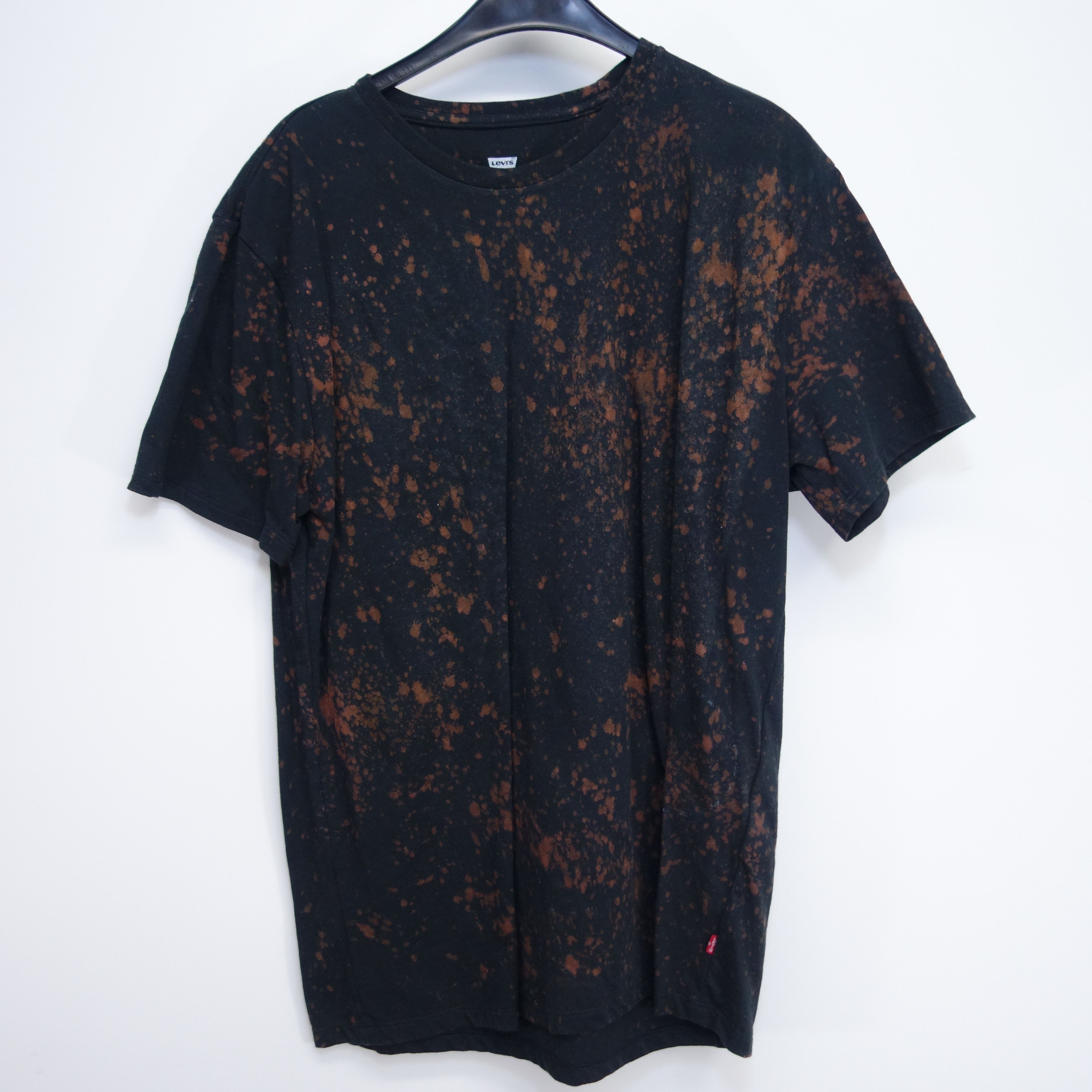 Levi S Black Treament Dyed Crew Neck Trippy Tee T Shirt Large