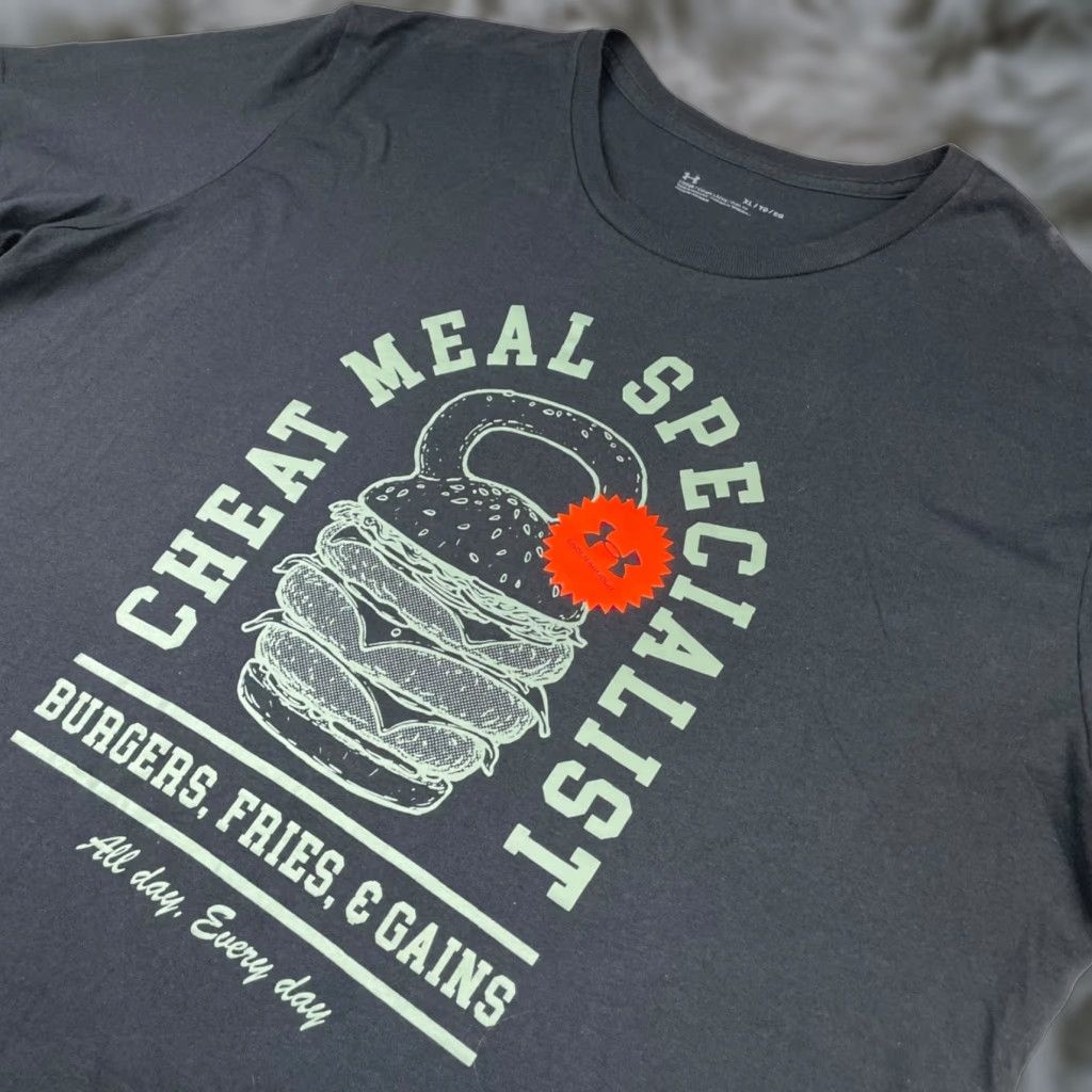 Armour Under Armour Men S T Shirt Crewneck Short Sleeve Black Xl Cheat Meal Specialist Logo Co