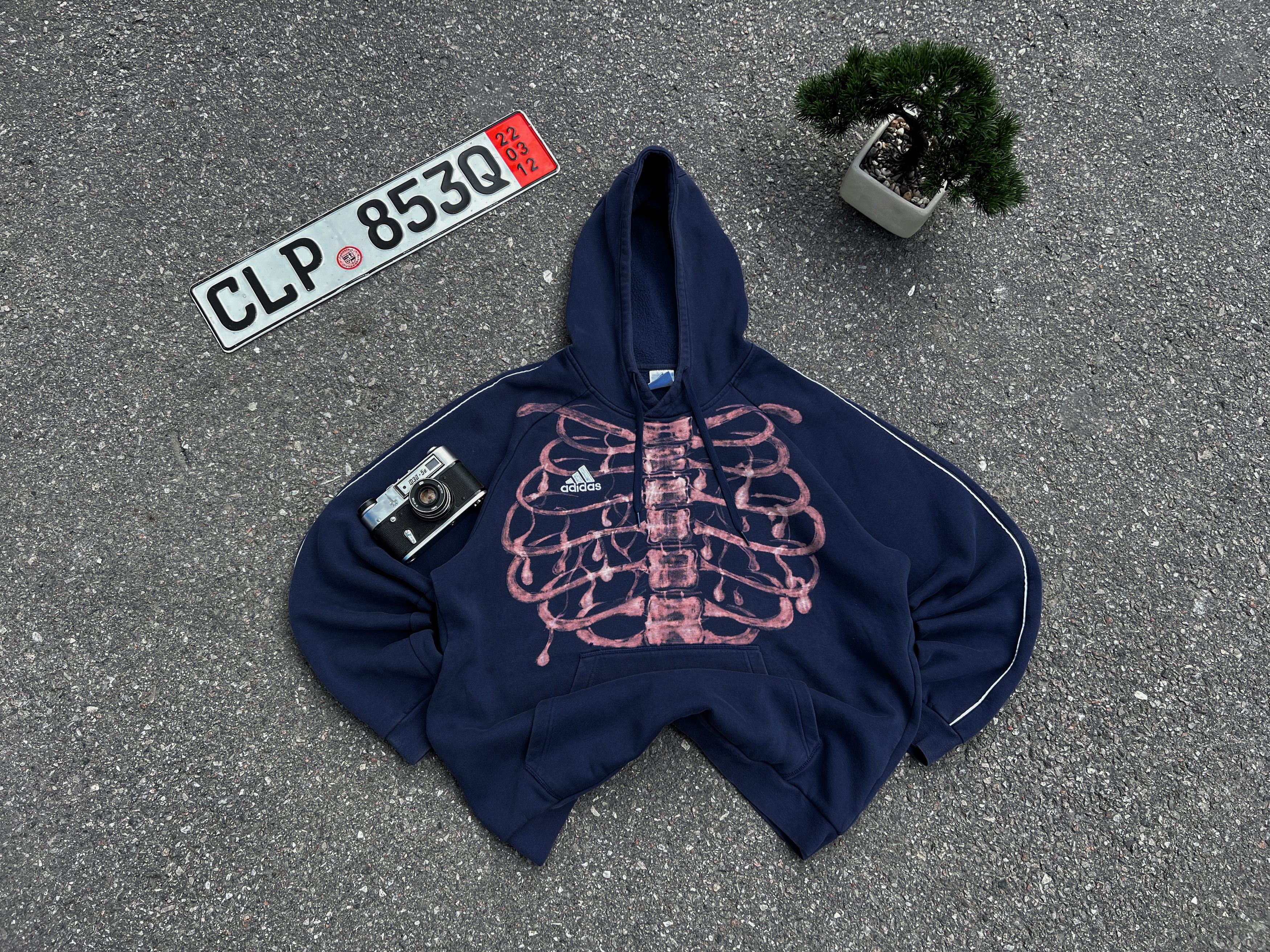 Handmade Adidas Vintage Custom Skeleton Hoodie Size Xl