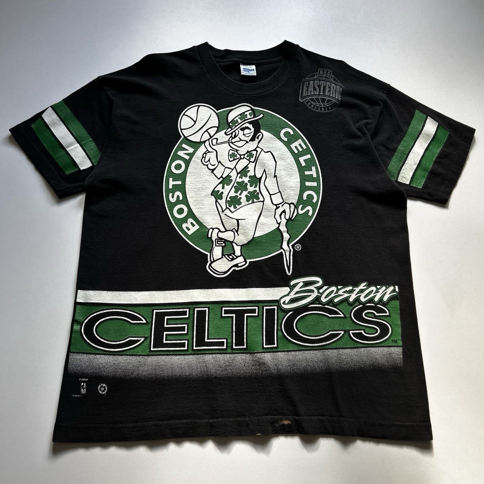 Salem Sportswear X Vintage Vintage Boston Celtics T Shirt Xl Salem 90s Nba Faded Black Hoodie, Sweatshirt | FlexRushtees.com