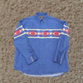 Wrangler Brushpopper Mens Xl Extra Large Western Shirt Aztec Embroidered Cowboy