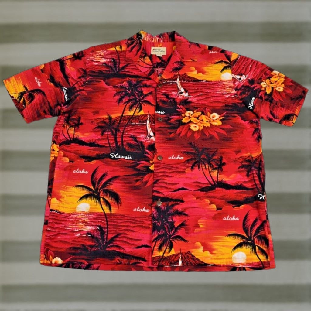 Vintage Royal Hawaiian Creations Shirt L Red 1990s Beach Hawaii Mens