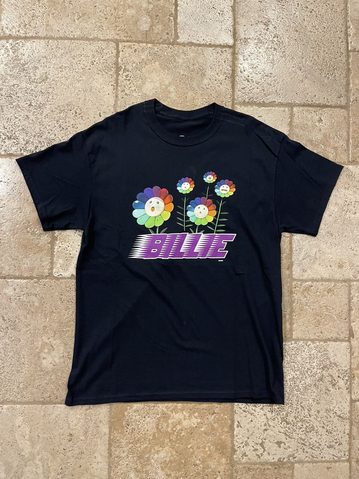 Murakami X Billie Eilish Meadow Black Flowers Tee Hoodie, Sweatshirt | FlexRushtees.com