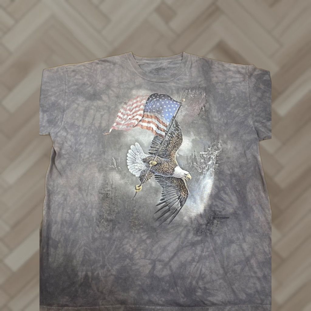 Mountain Vintage The Mountain T Shirt Mens 3xl Gray American Flag Eagle Casual