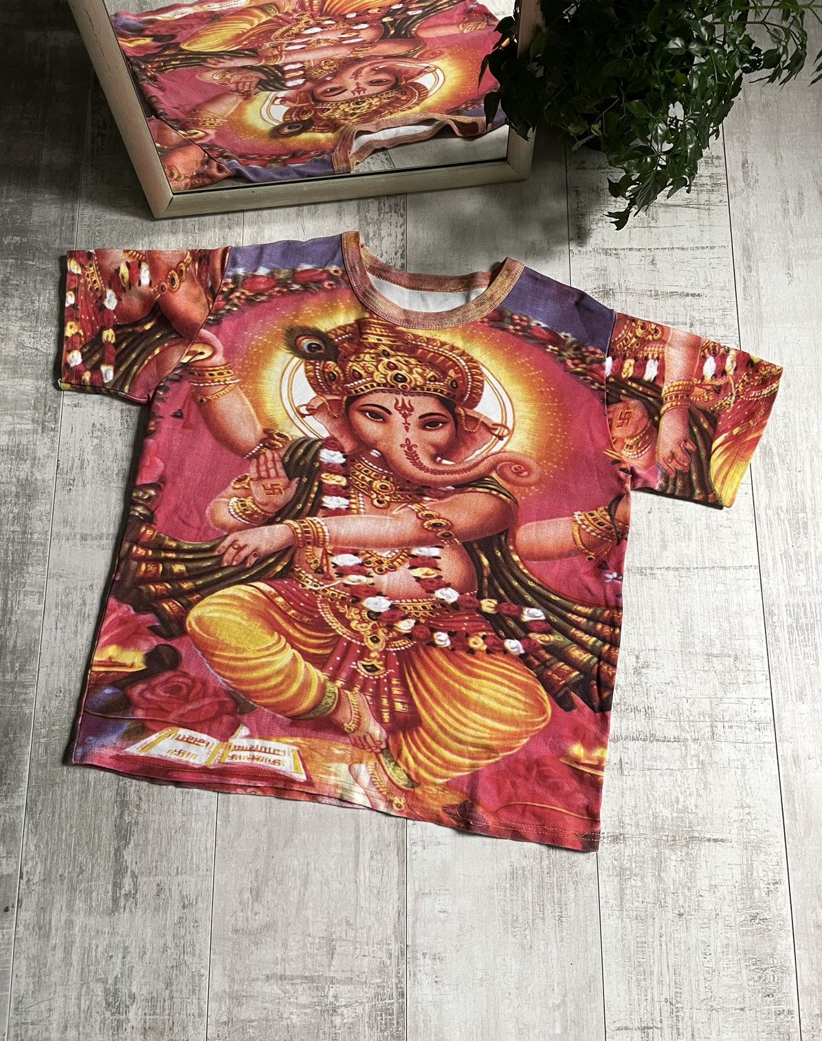 Vintage 90 S Ganesh Psychedelic T Shirt Over Printed Rare