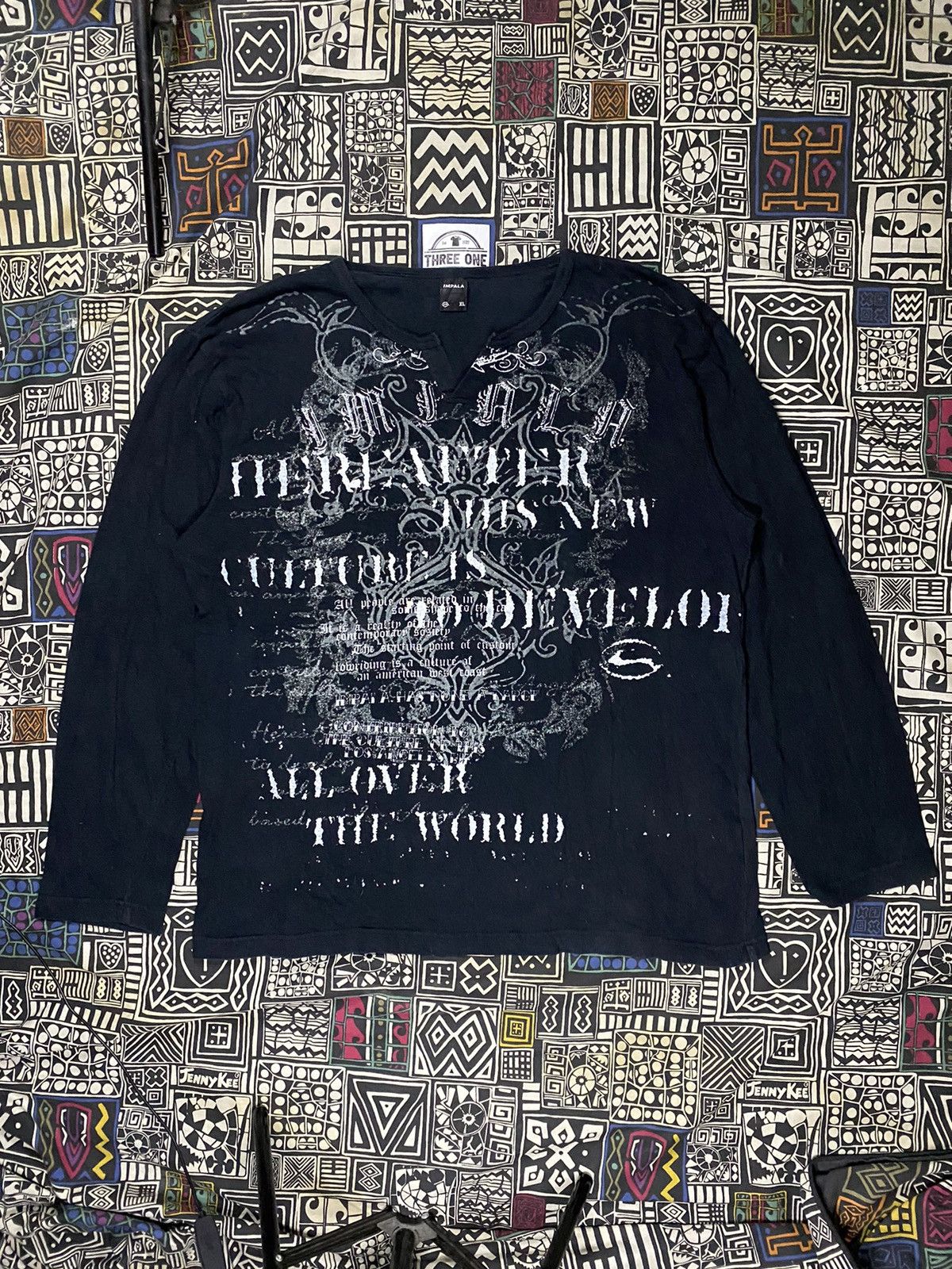 Japanese Brand Impala Poem Cross Tribal Longsleeve T Shirt