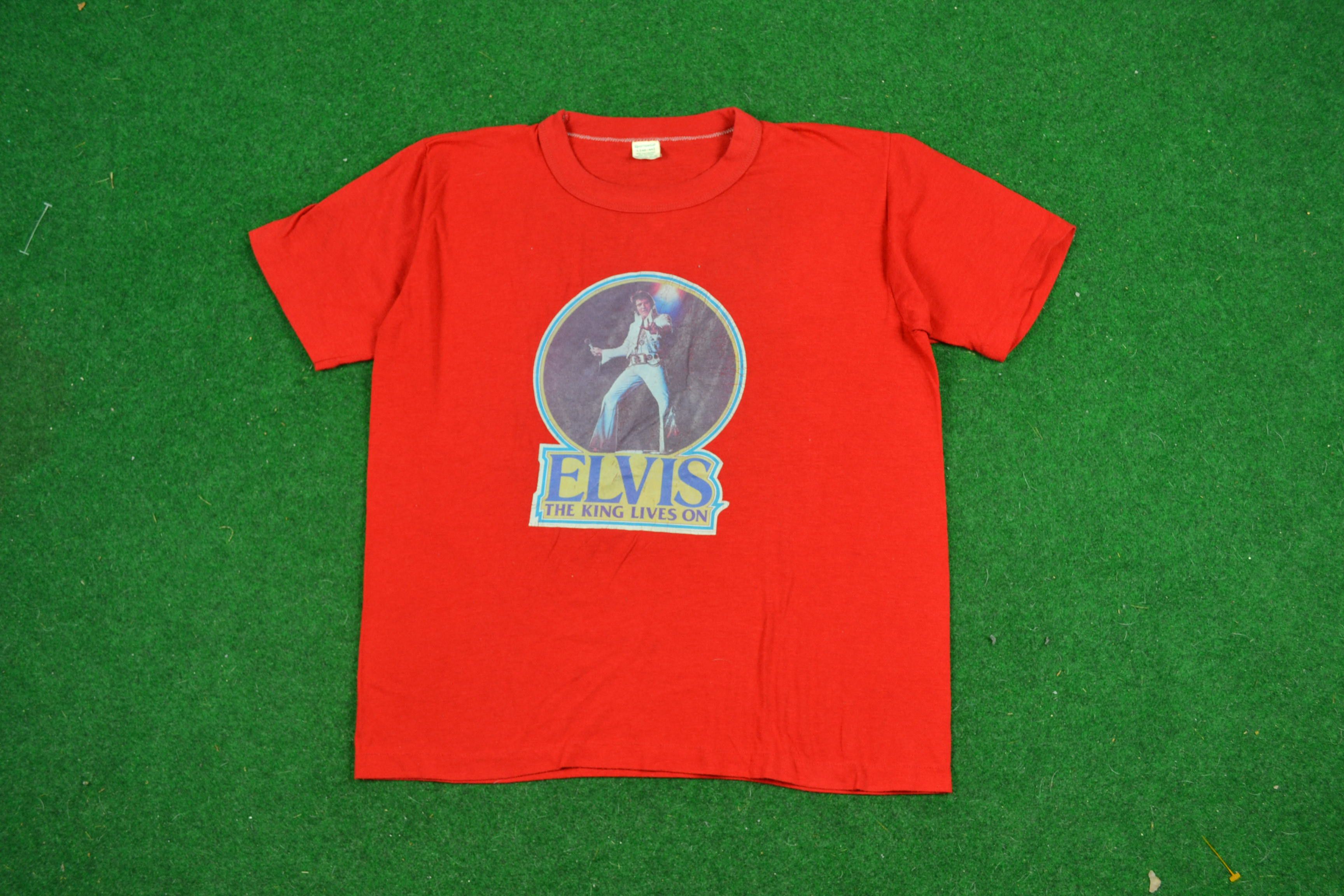 Vintage 1977 Elvis Presley King Lives On Rock Band Tee Shirt 70s