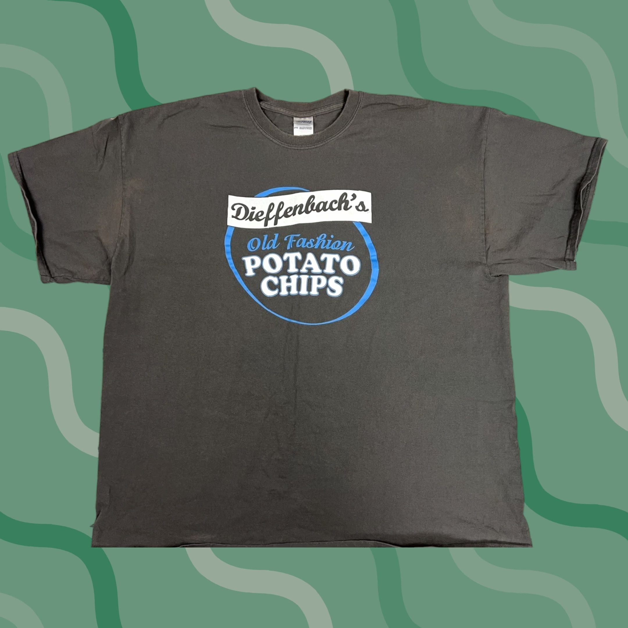 Gildan Dieffenbach S Potato Chips Advertising T Shirt Gray Adult Xxl Gildan Food Theme Short Sleeve Hoodie, Sweatshirt