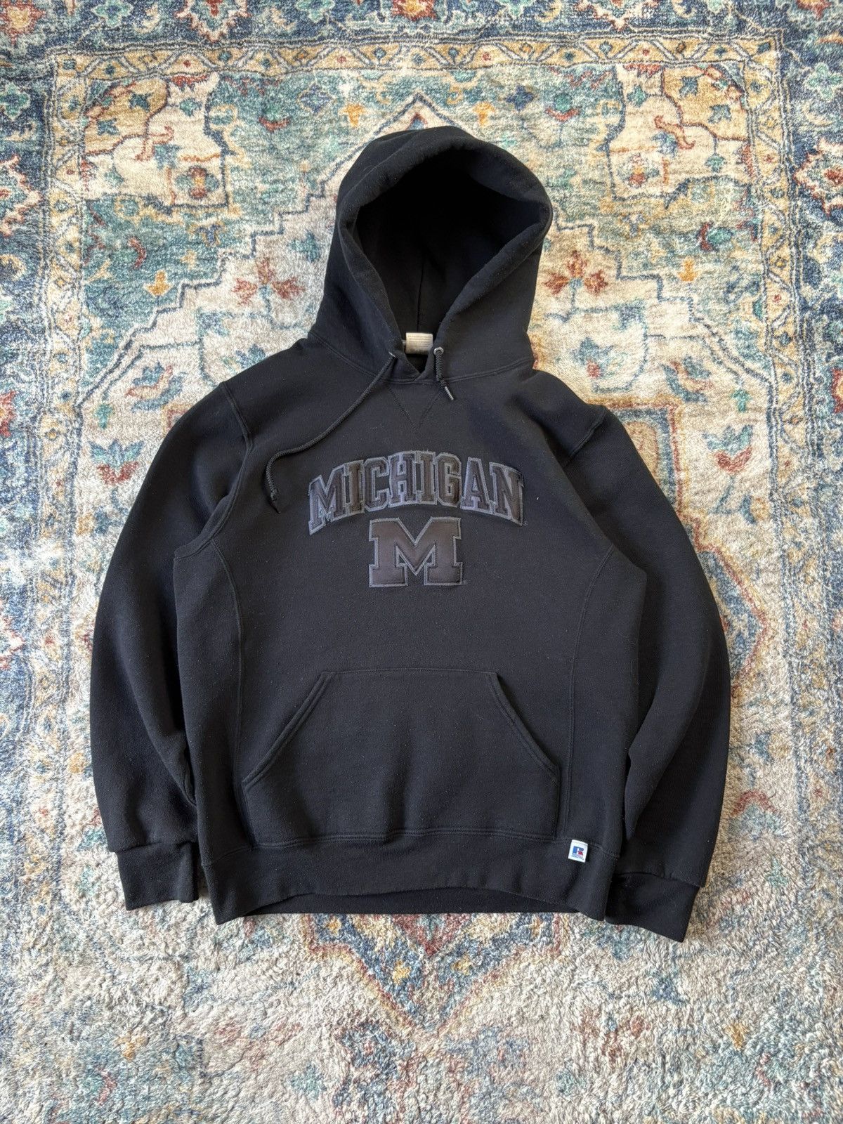 Athletic Russell Athletic Black Tonal Michigan Spellout Hoodie Medium
