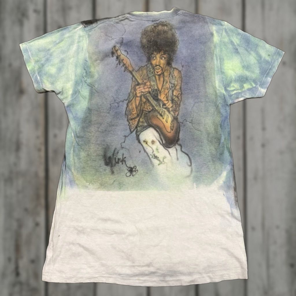Vintage Airbrushed Art Tee T Shirt Crazy Jimi Hendrix Planet Of The Apes L Mens White Cat 80 Hoodie, Sweatshirt