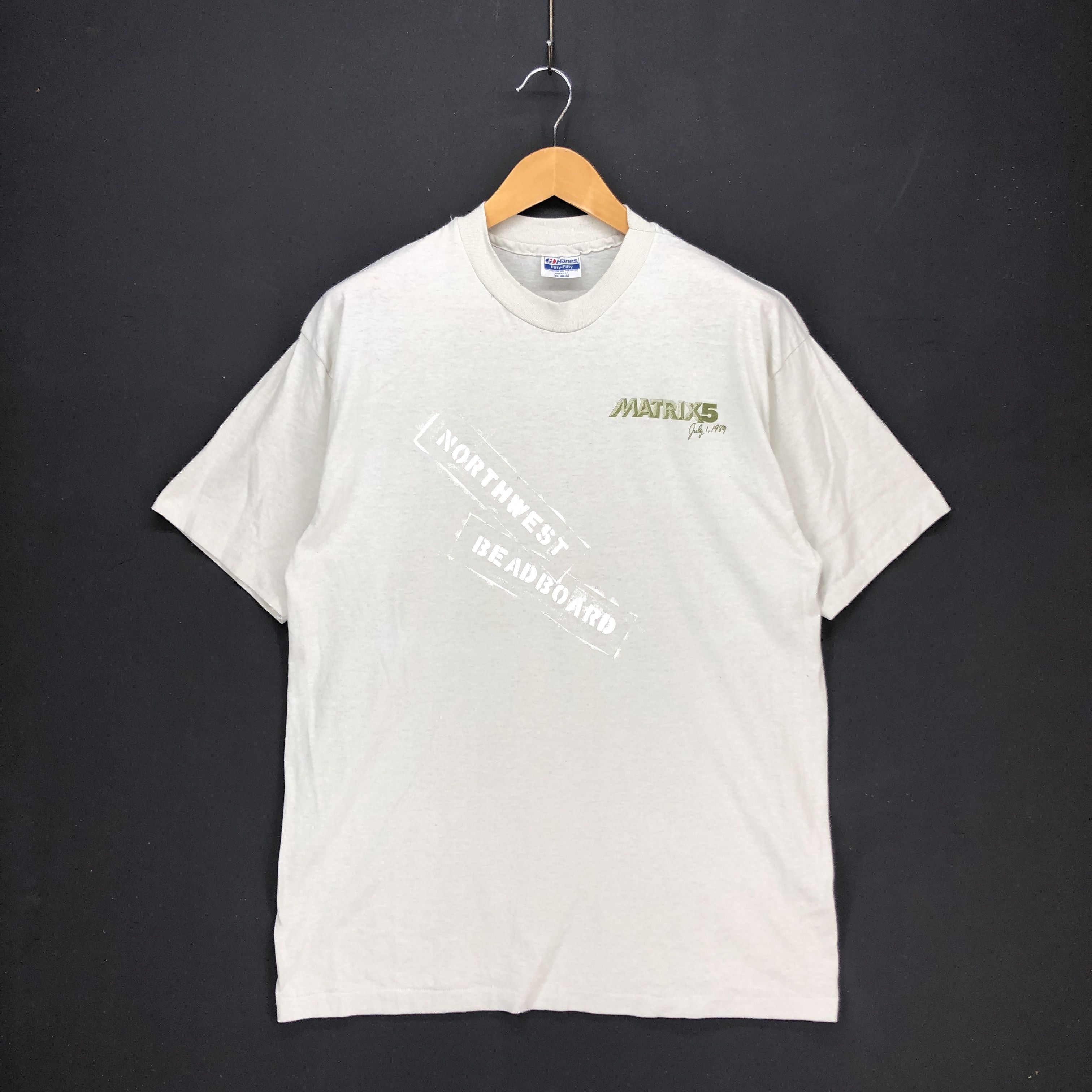 Hanes 80s Vintage Matrix 5 Crew Neck T Shirt 1285 44