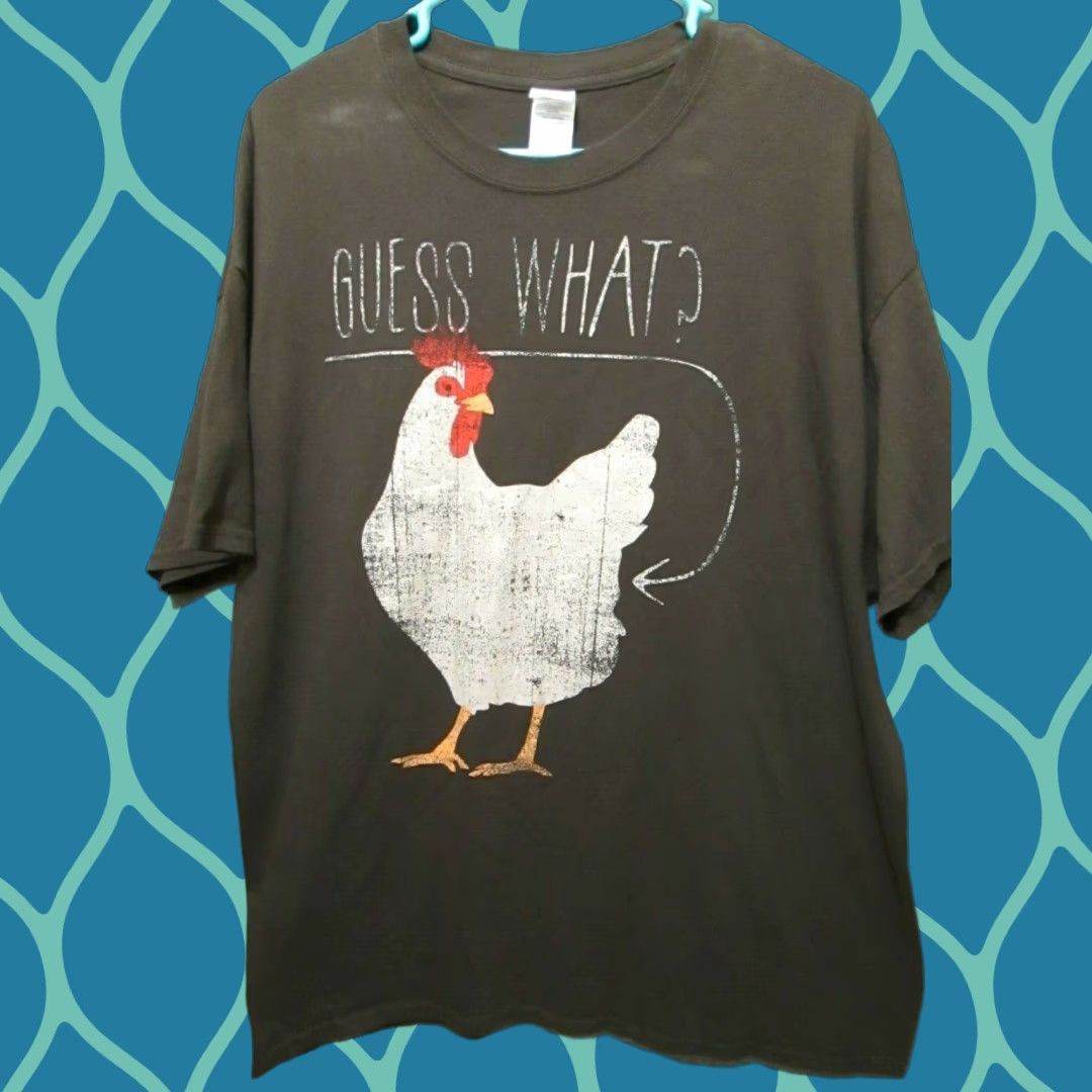 Gildan Chicken Butt Graphic Guess What T Shirt Xl Brown Cotton Hoodie, Sweatshirt | FlexRushtees.com