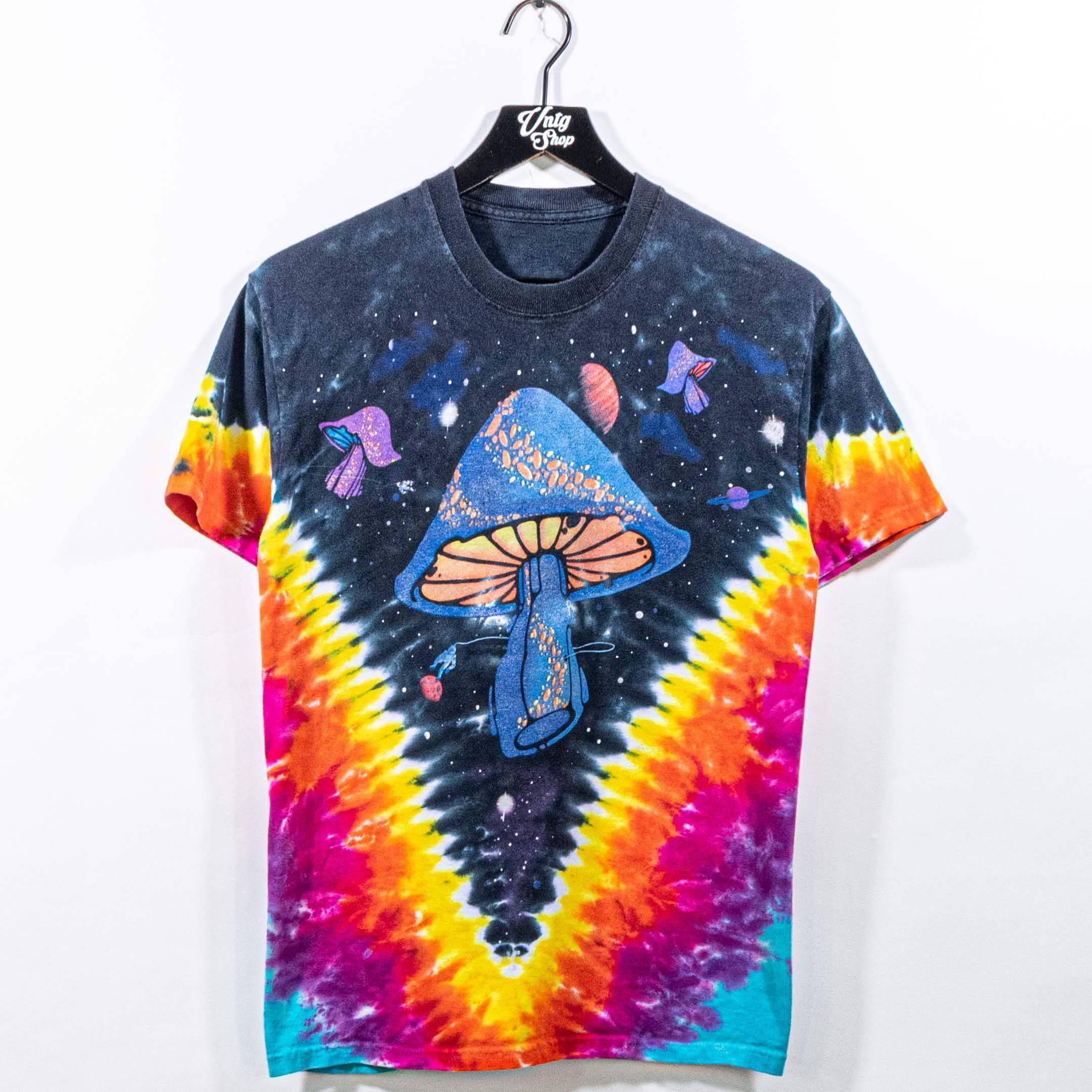 Blue Liquid Blue Mushroom Space Tie Dye T Shirt Medium Y2k Hippie