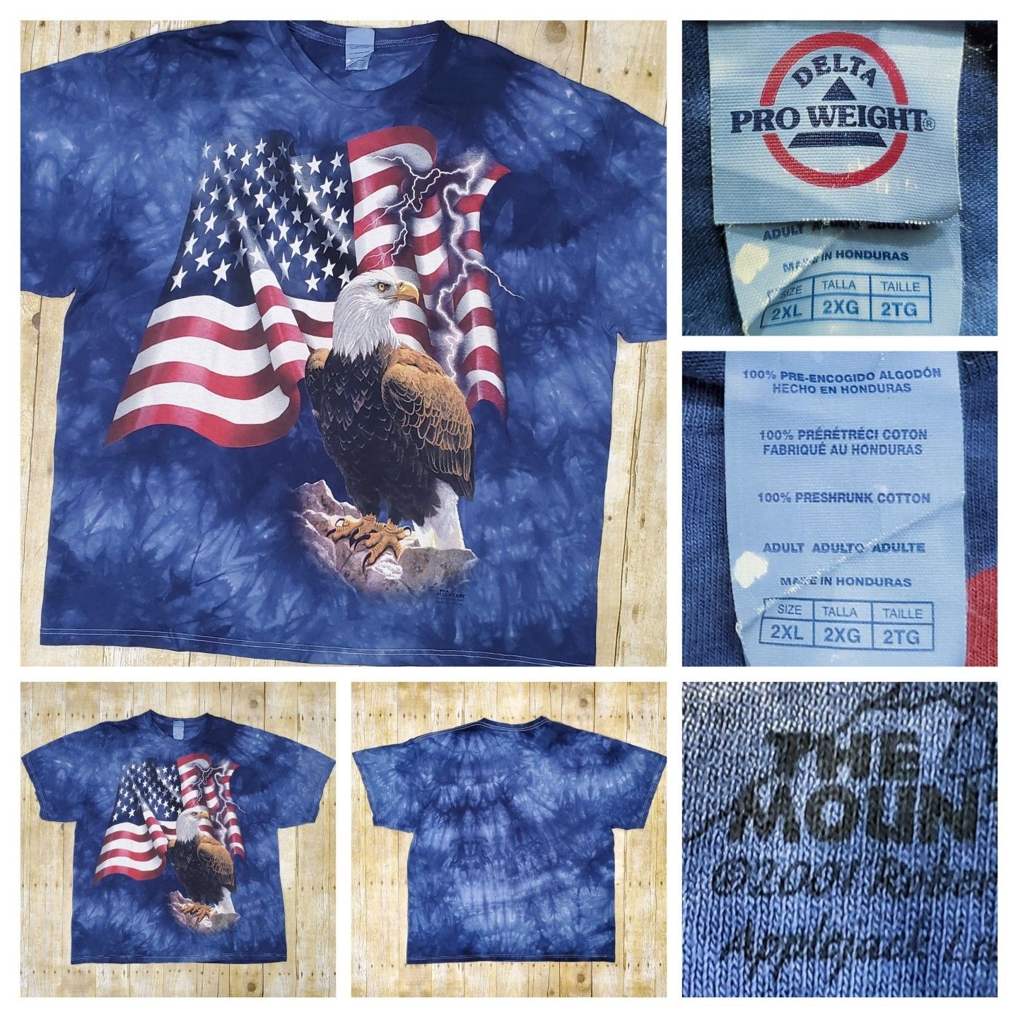 Vintage Nwot Vintag The Mountain T Shirt Tie Dye American Flag Eagle