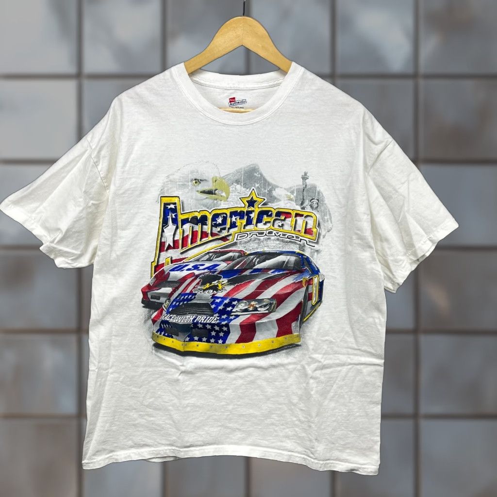 Vintage Nascar America Usa Donald Trump Patriot T Shirt Xl Racing White Mens Short Sleeve Vin Hoodie, Sweatshirt