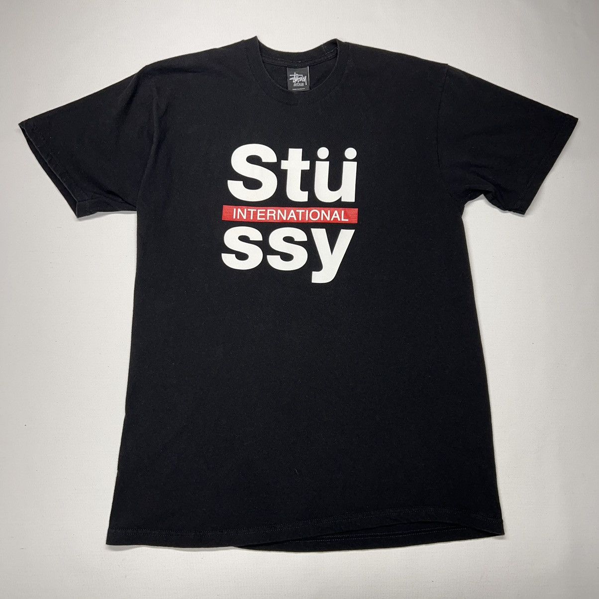 Stussy T Shirt Black International Spell Out Logo Tee Hoodie, Sweatshirt | FlexRushtees.com