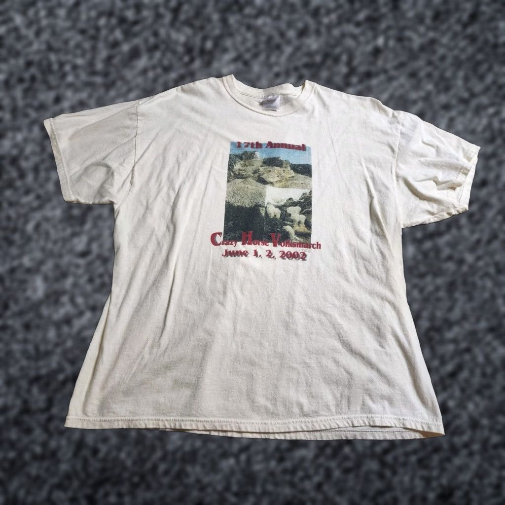 Vintage Hanes 2xl Crazy Horse Mountain T Shirt Beige Usa Mens