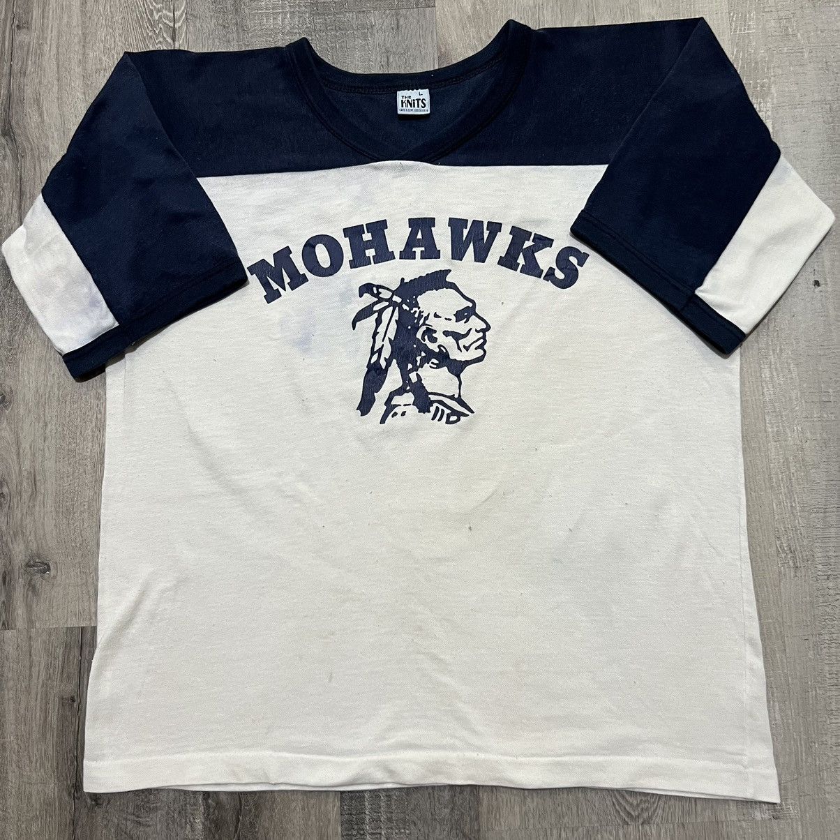 Vintage Vtg Mohawks Village Pub Flock Print Two Tone 60s 70s Shirt