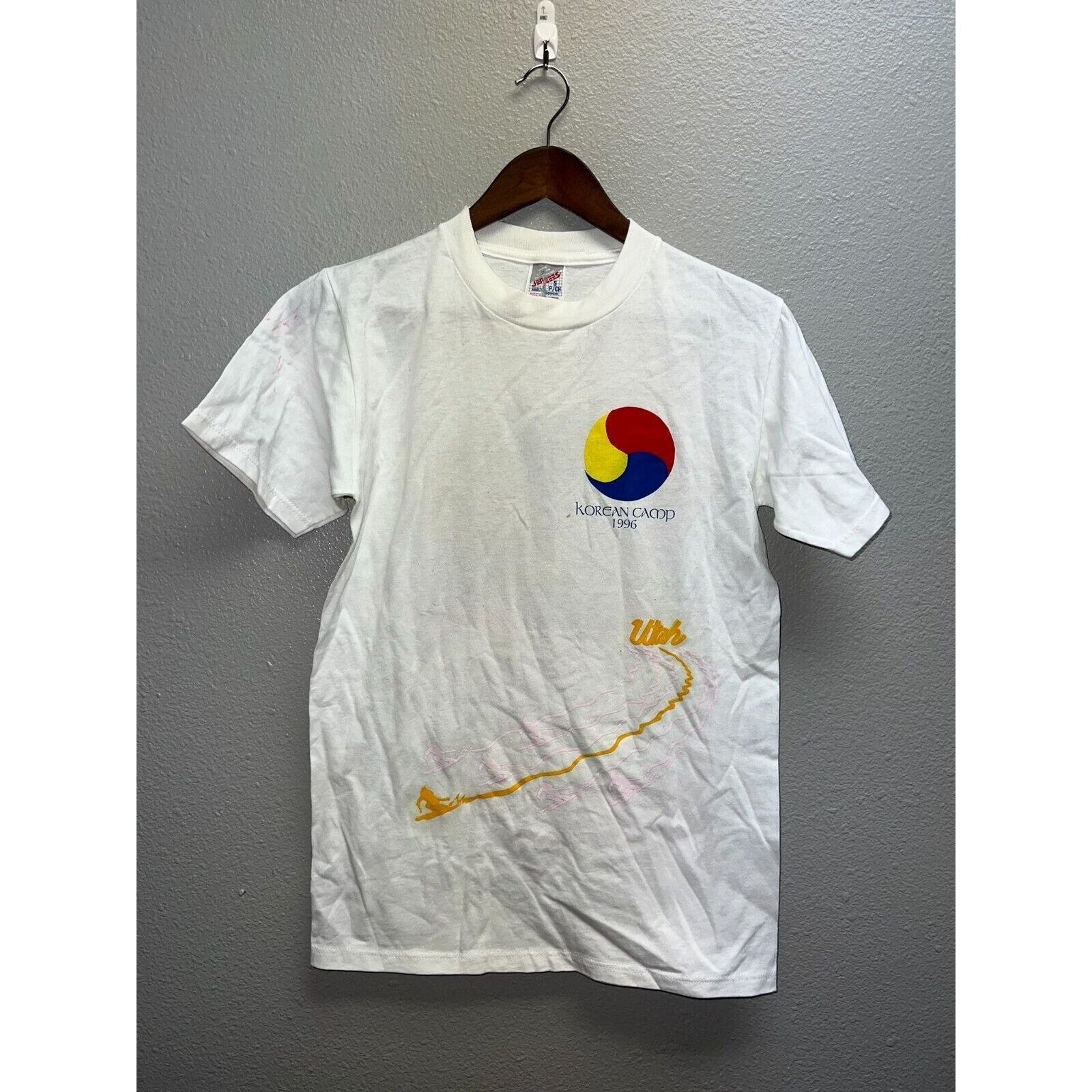 Jerzees Vintage Korean Camp Shirt Test Print Utah Skiing Ski Tee S Hoodie, Sweatshirt | FlexRushtees.com