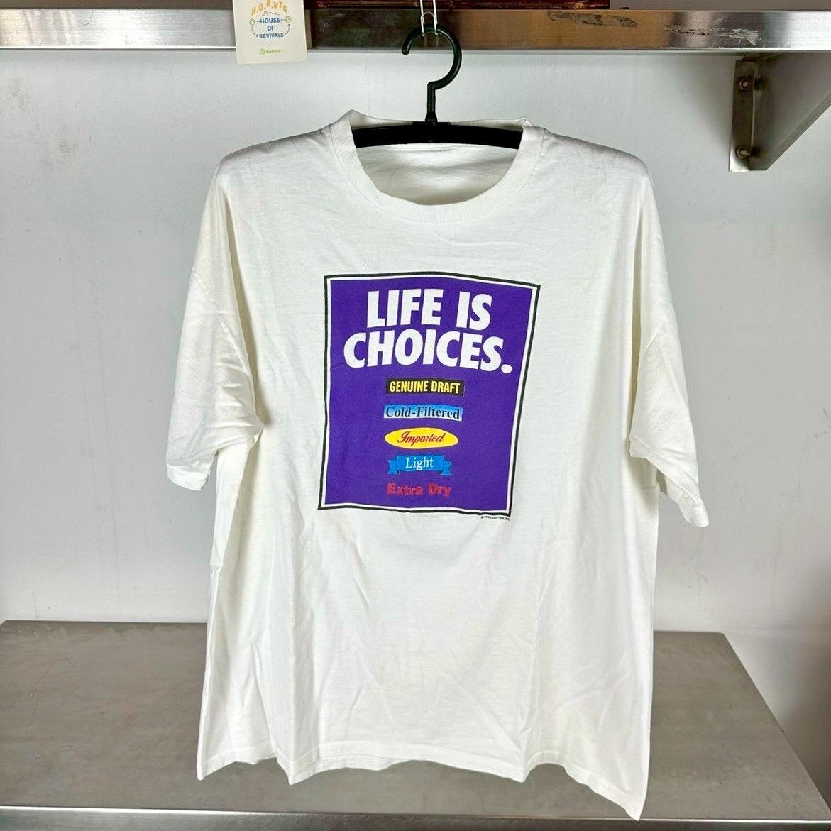 Vintage 90s Life Is Choices Beer Typography Promo Xl T Shirt Hoodie, Sweatshirt | FlexRushtees.com