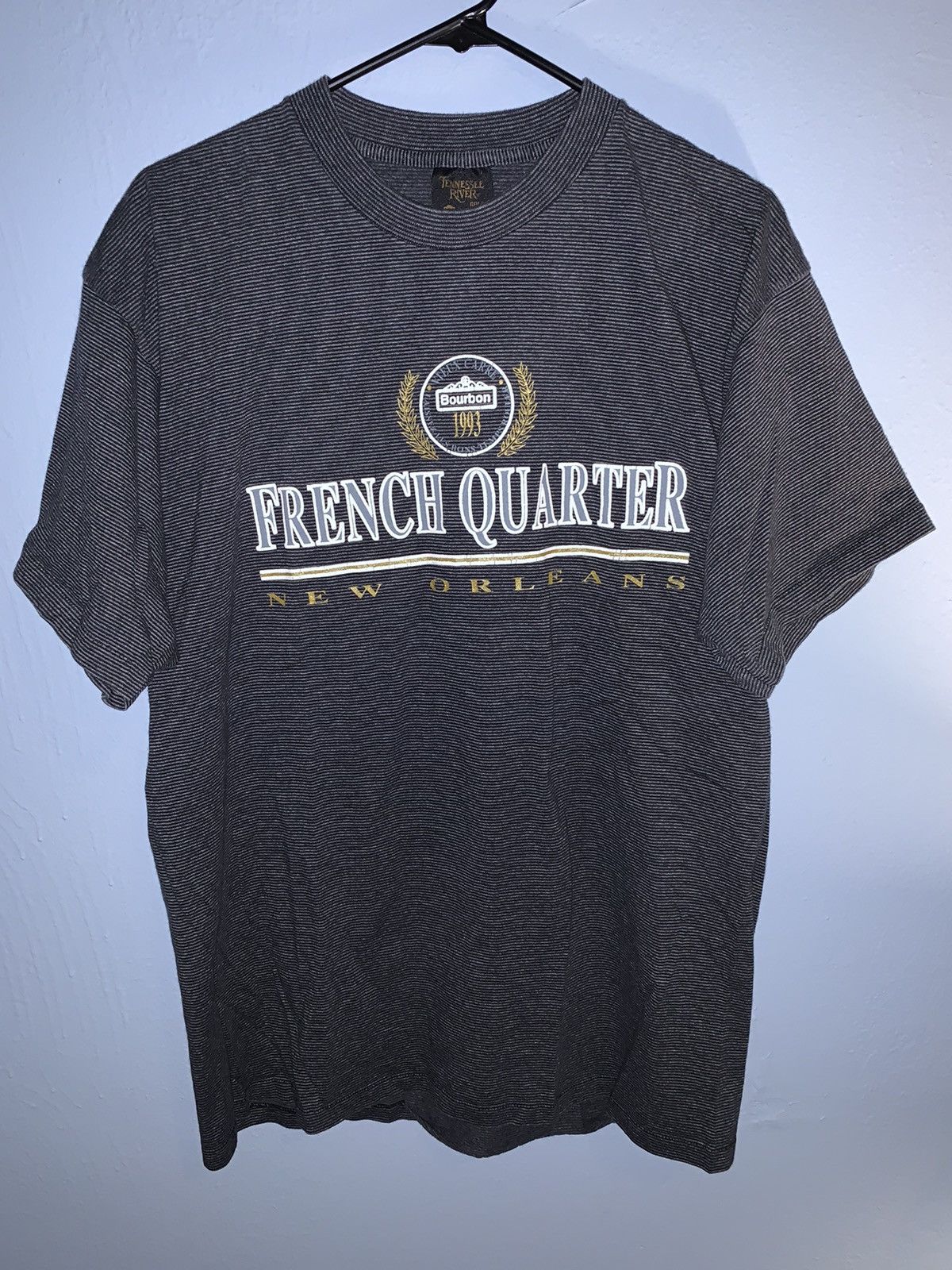 Vintage 90 S French Quarter Pinstriped T Shirt Hoodie, Sweatshirt | FlexRushtees.com