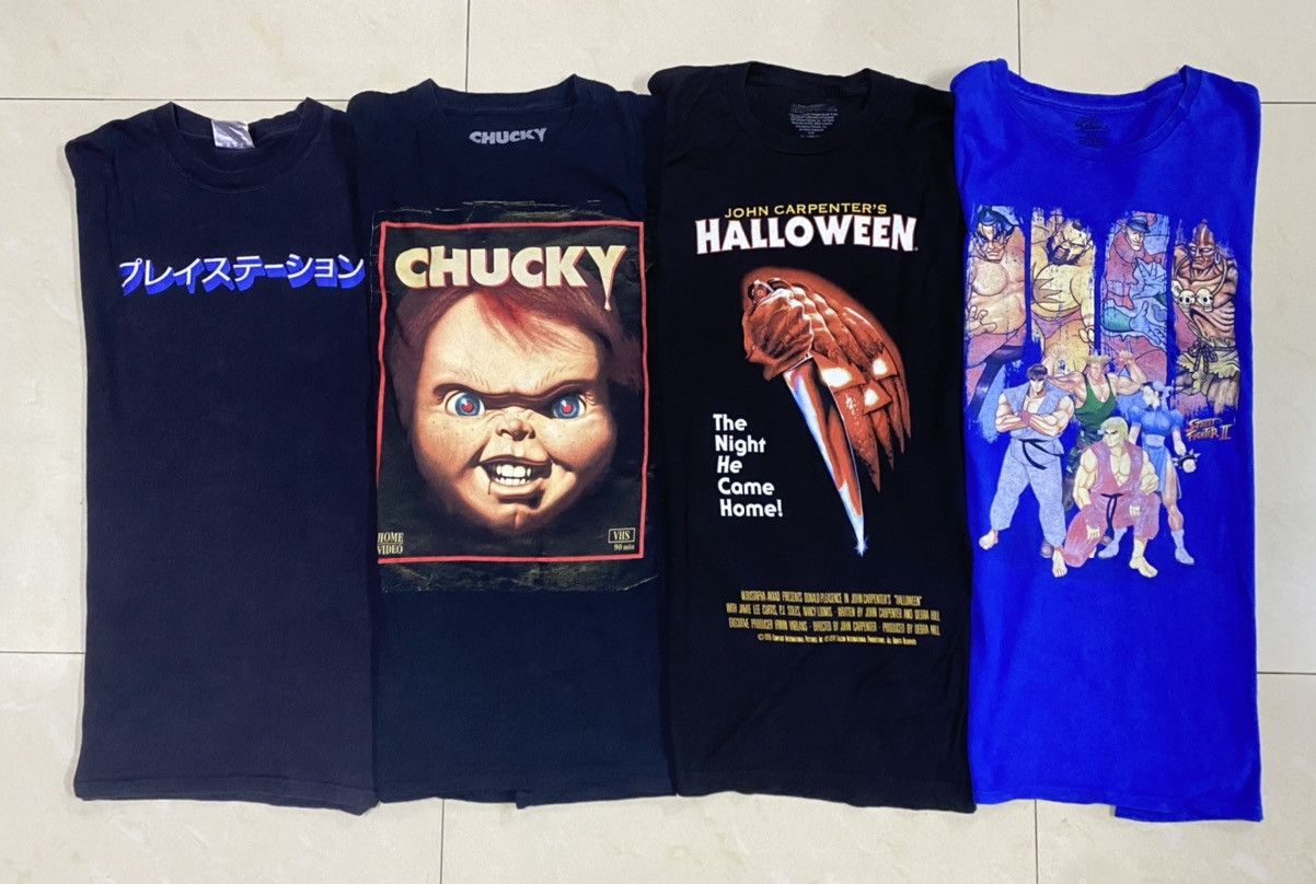 Playstation 2000 S Chucky Hallowen Playstation Street Fighter Tshirt