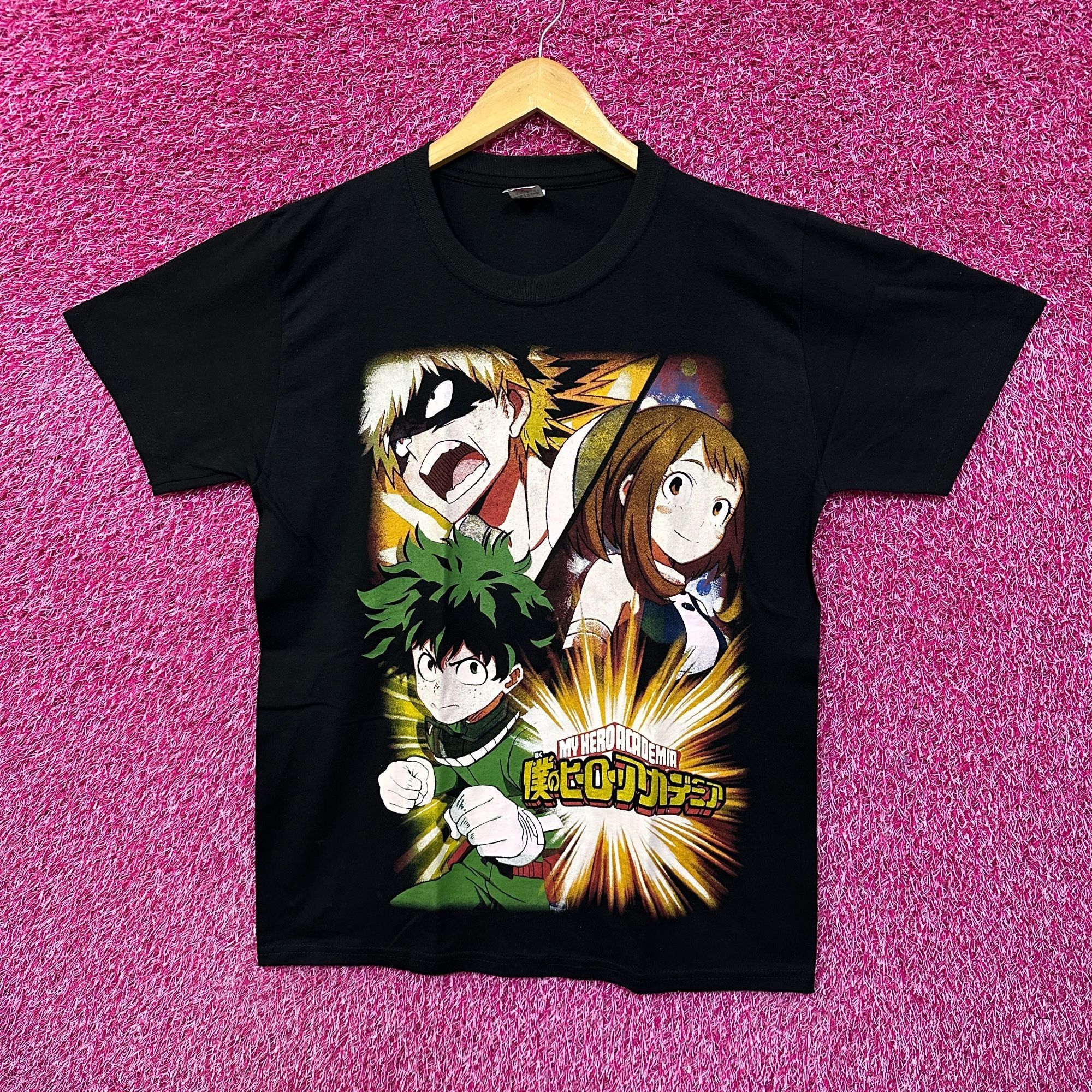 Vintage My Hero Academia Midoriya Uraraka Bakugo Anime Tee L