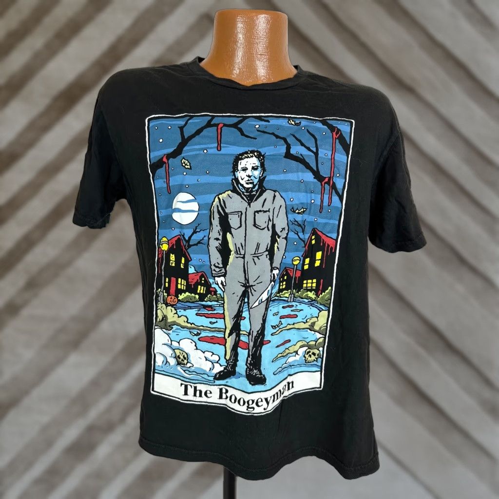 Vintage Halloween Michael Myers Shirt Adult Medium Black T Shirt Crew Neck Graphic Print Unisex Hall Hoodie, Sweatshirt