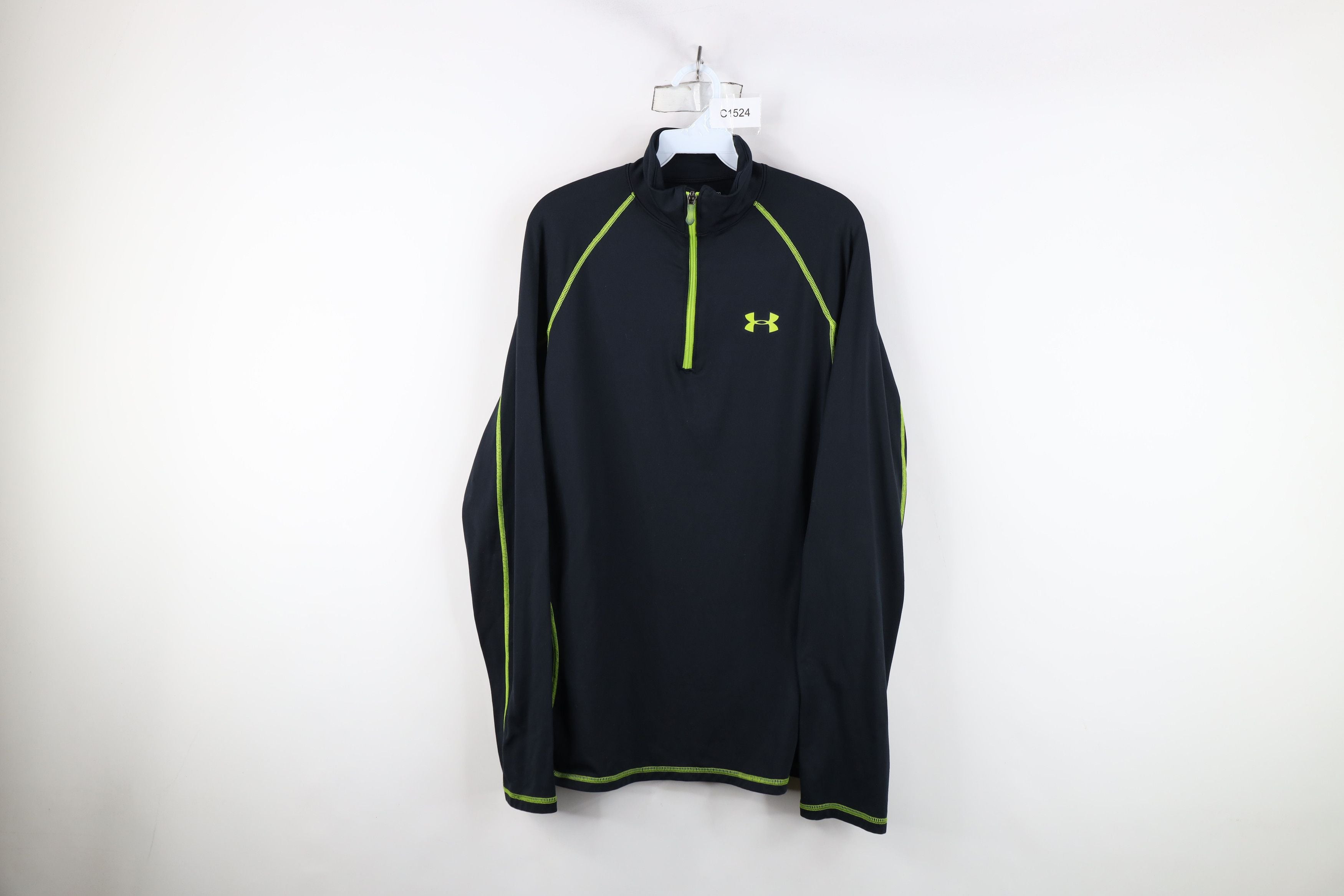 Vintage Under Armour Fleece Lined Half Zip Pullover Top Black