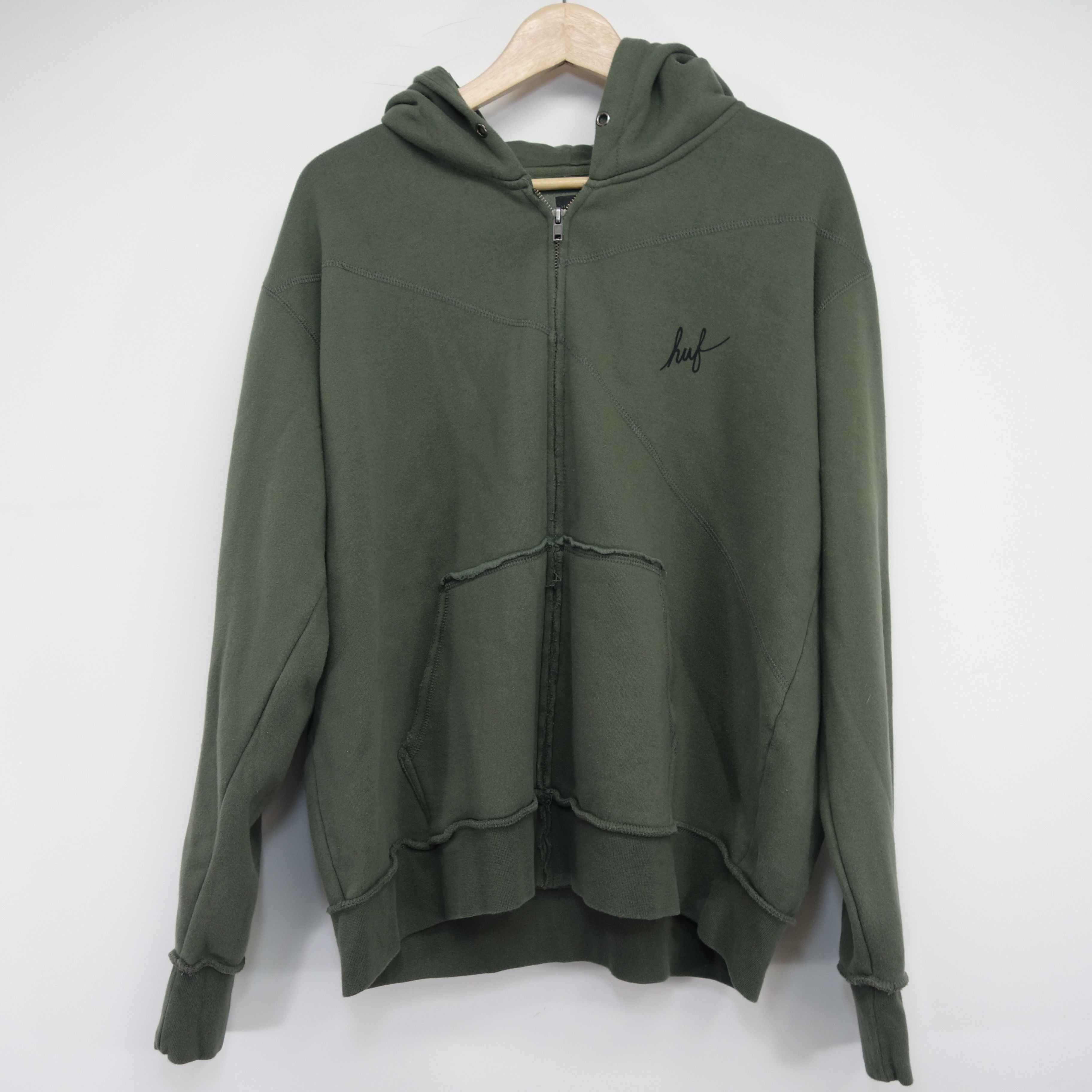 Pacsun Army Green Skateboarding Zip Up Fall Skate Hoodie Sz Large