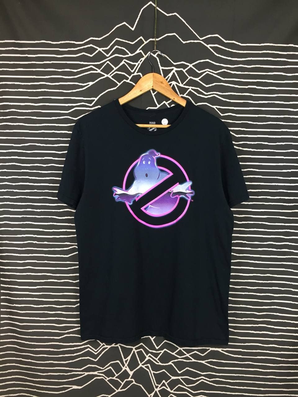 Vintage Mad Engine Ghostbusters Neon Graphic Logo Movie Tee