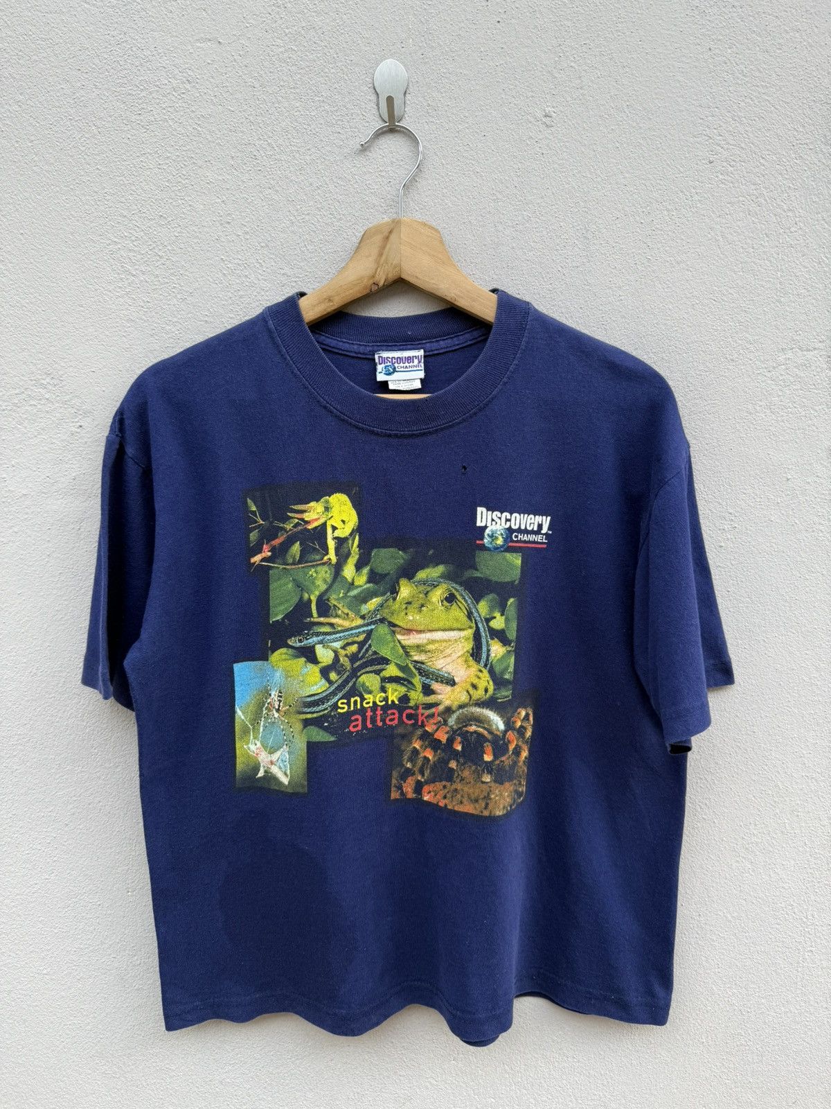 Rare Vintage 1999 Discovery Channel Snack Attack Boxy Tee Hoodie, Sweatshirt | FlexRushtees.com