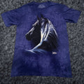 Mountain Vintage The Mountain T Shirt Mens Small Blue Tie Dye Horse Animal Print Short Sleeve 90