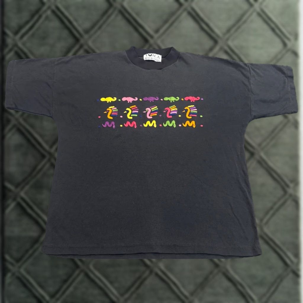 Vintage 90s Tuaca Lizard Parrot Bird Snake Tropical Nature Faded Black T Shirt Large Unisex