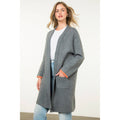 Contrast Cuff Open Front Knit Cardigan