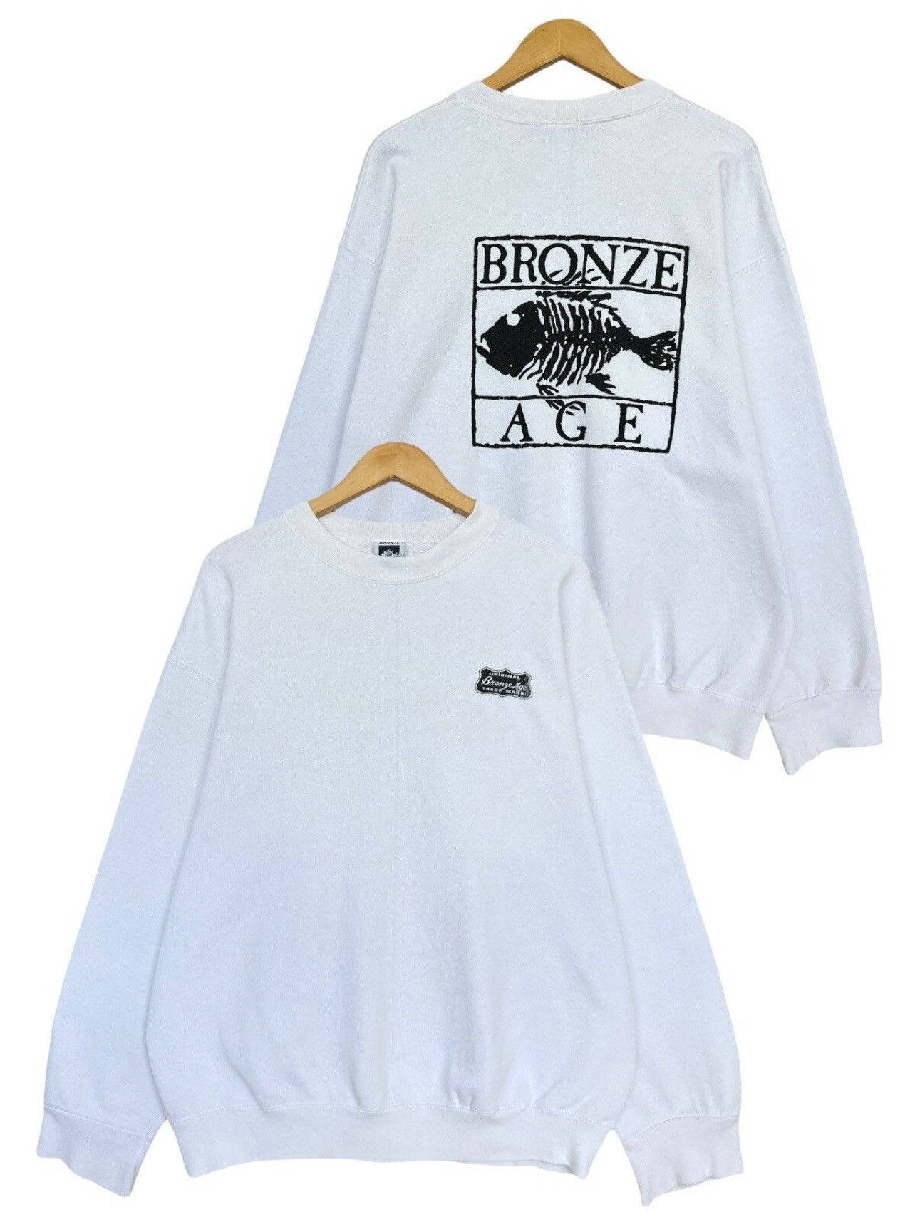 Pick Vintage 90s Bronze Age Fish Bones Graphic Sweatshirt T-Shirts, Hoodie | FlexRushtees.com