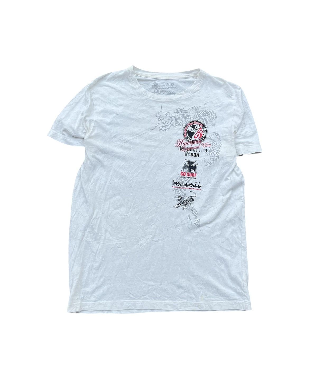Japanese Brand X Le Grande Bleu L G B Japanese Piko Poem Tribal Dragon Tee
