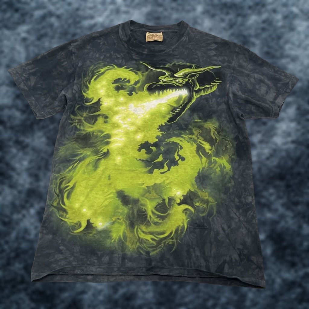 Mountain Vintage The Mountain T Shirt Mens Medium Mystical Dragon Fire Graphic Tie Dye Shirt