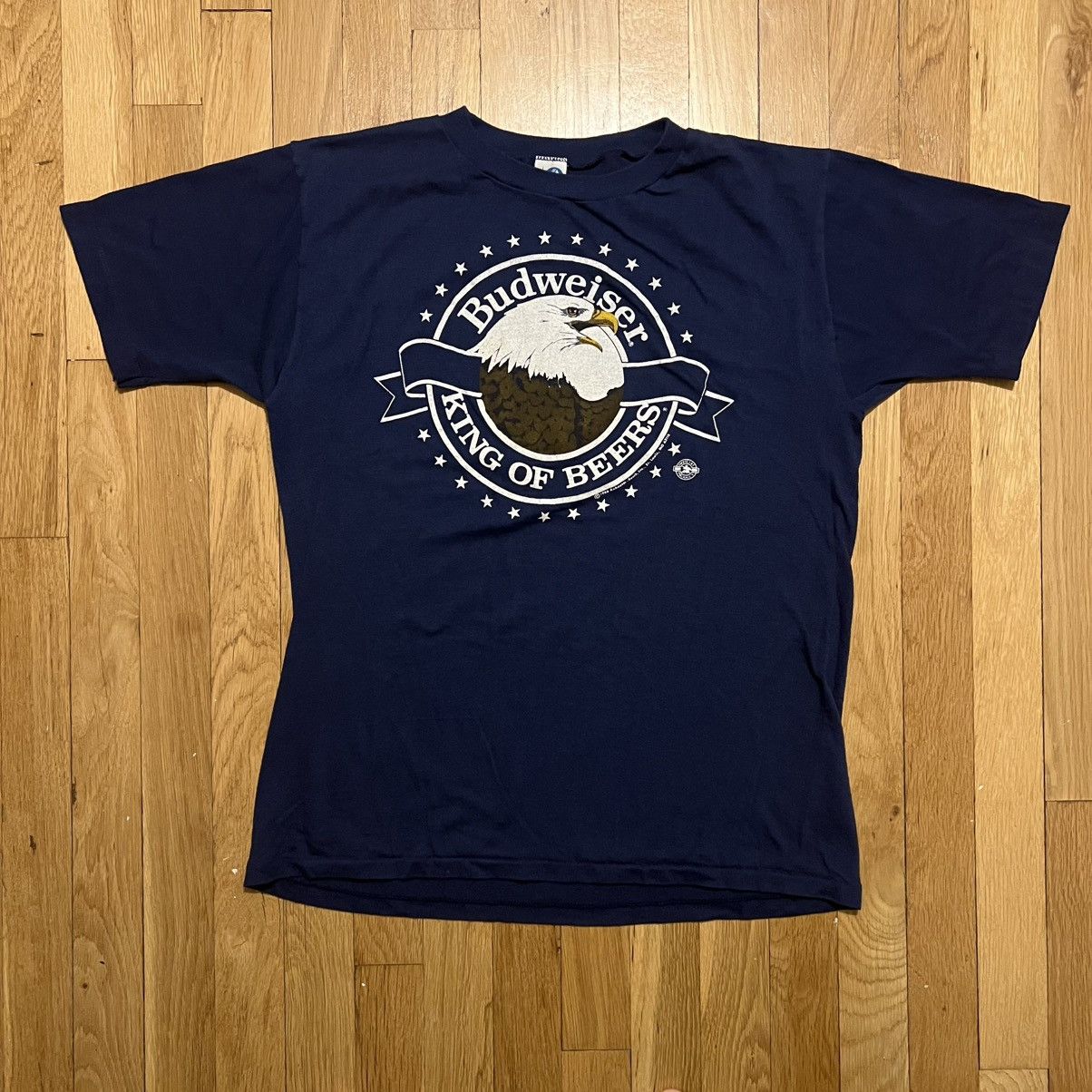Vintage 1986 Budweiser King Of Beers T Shirt Large Blue Hoodie, Sweatshirt | FlexRushtees.com
