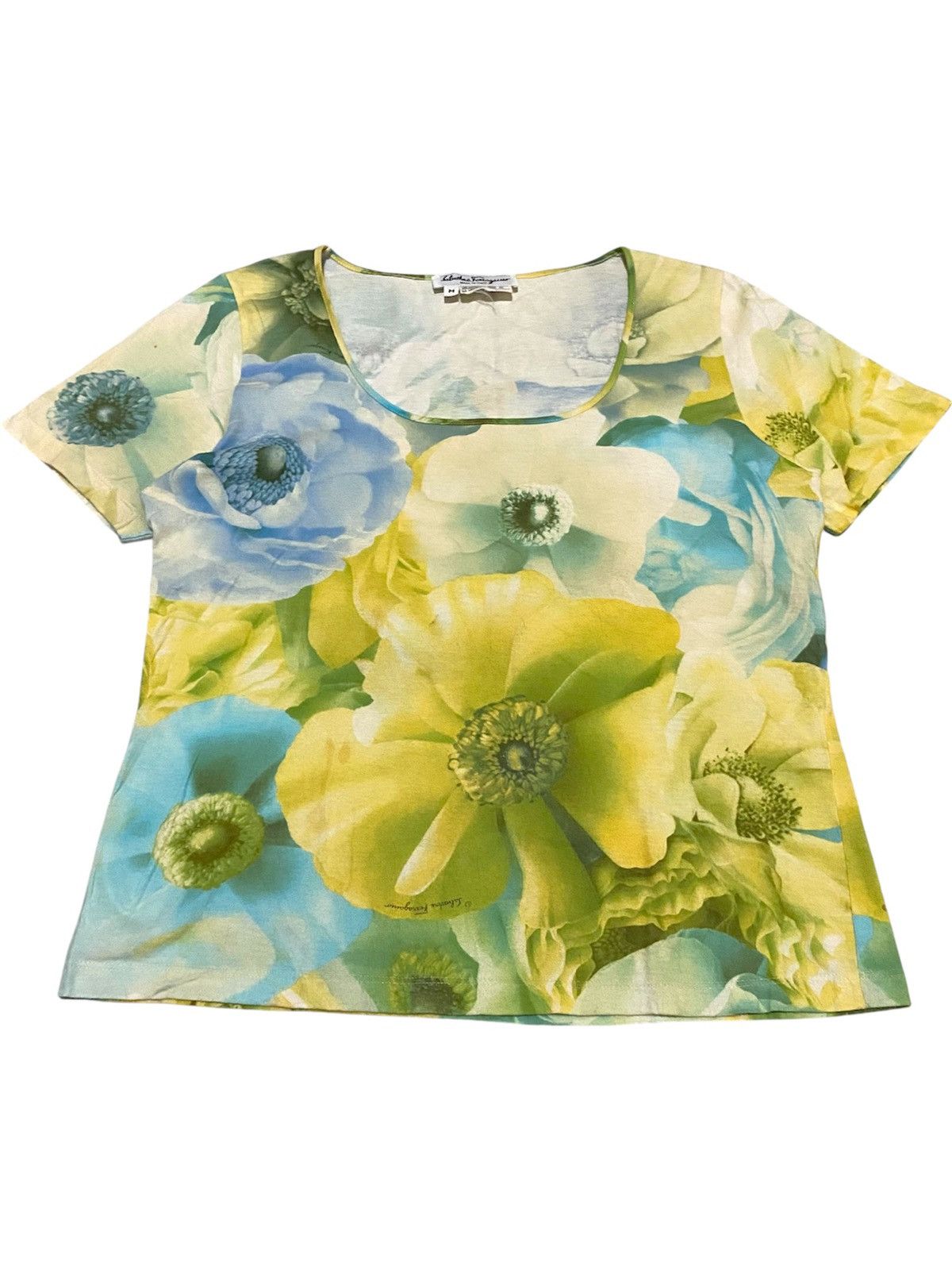 Vintage Salvatore Ferragamo Flower Printed Tee