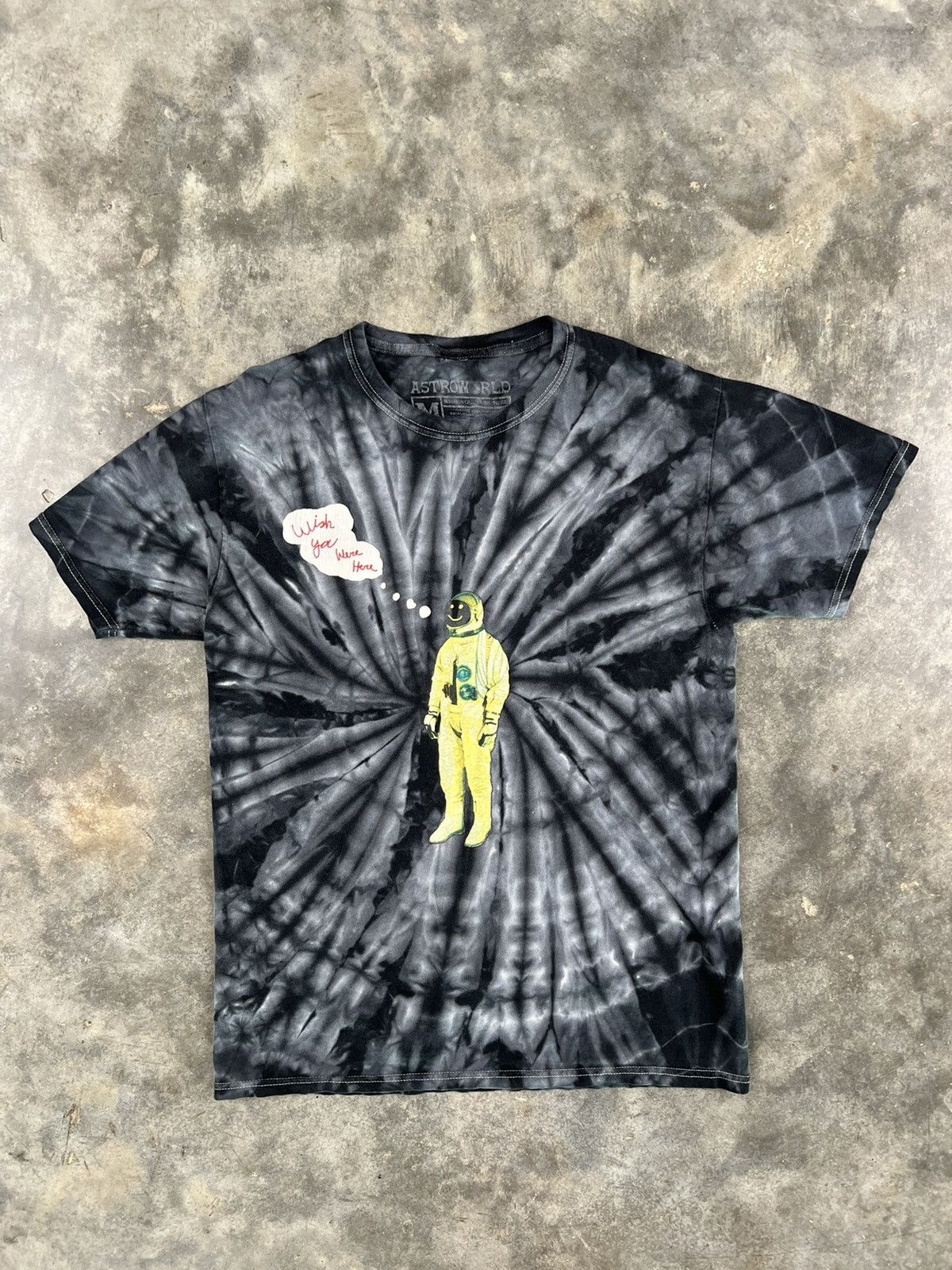 Scott Travis Scott Astroworld Tie Dye Astronaut Tee Black Medium
