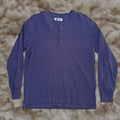 Vintage American Giant Mens Henley Long Sleeve Usa Made Shirt Navy Blue Large