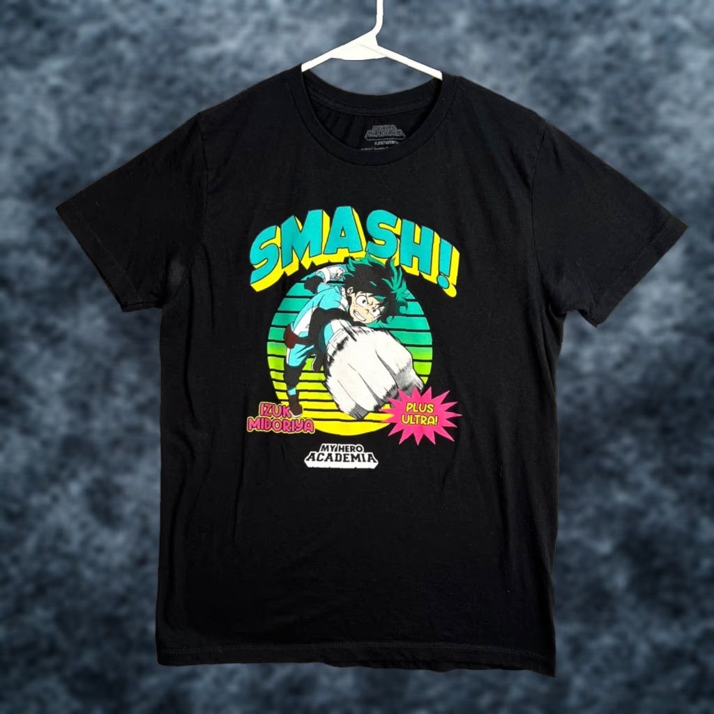Vintage My Hero Academia Smash Graphic T Shirt Black Medium Mens Funimation Shirt Hoodie, Sweatshirt | FlexRushtees.com