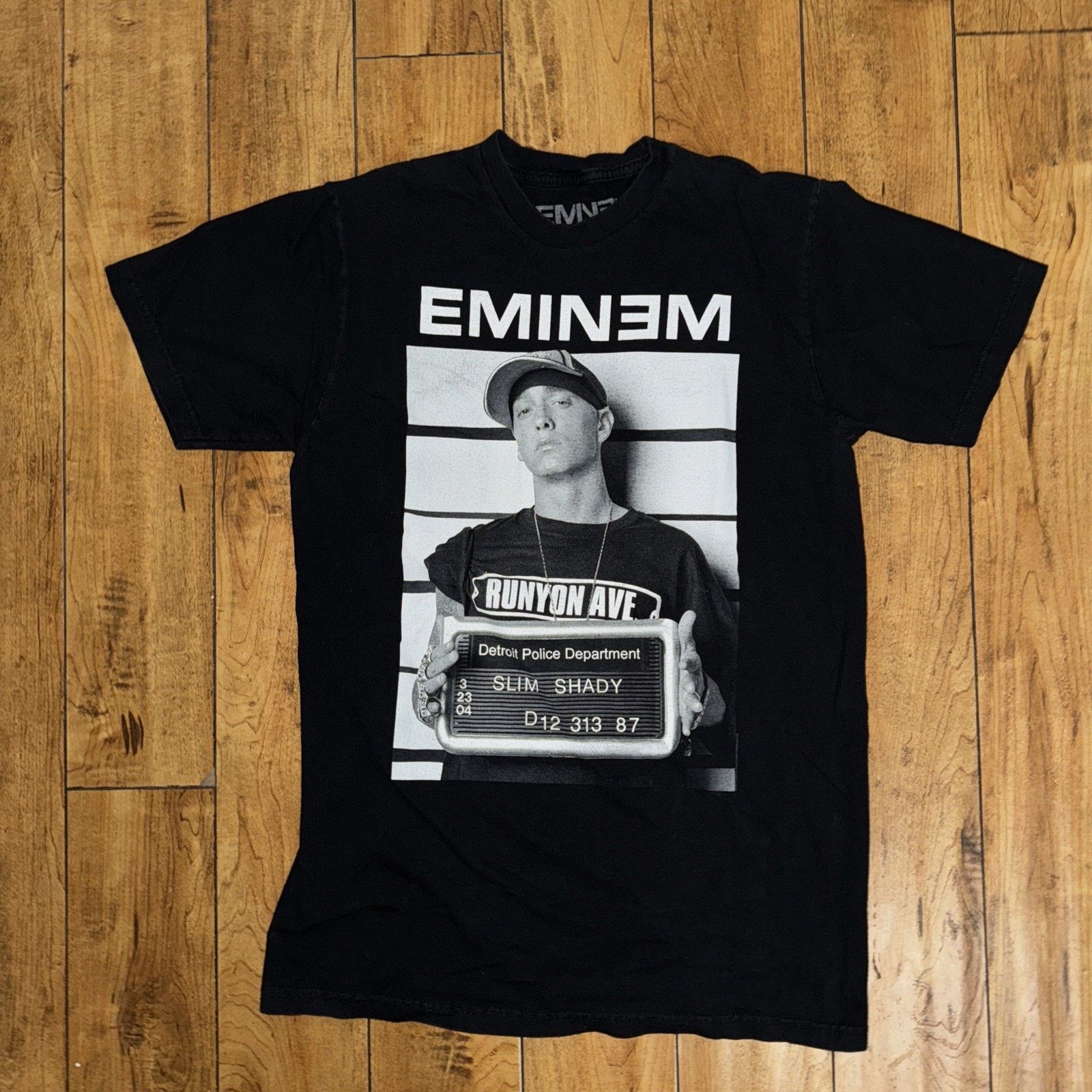 Rap Tees X Vintage Eminem Mug Shot T Shirt Black Large 19x29 Hoodie, Sweatshirt | AU16VibeMintTees.com