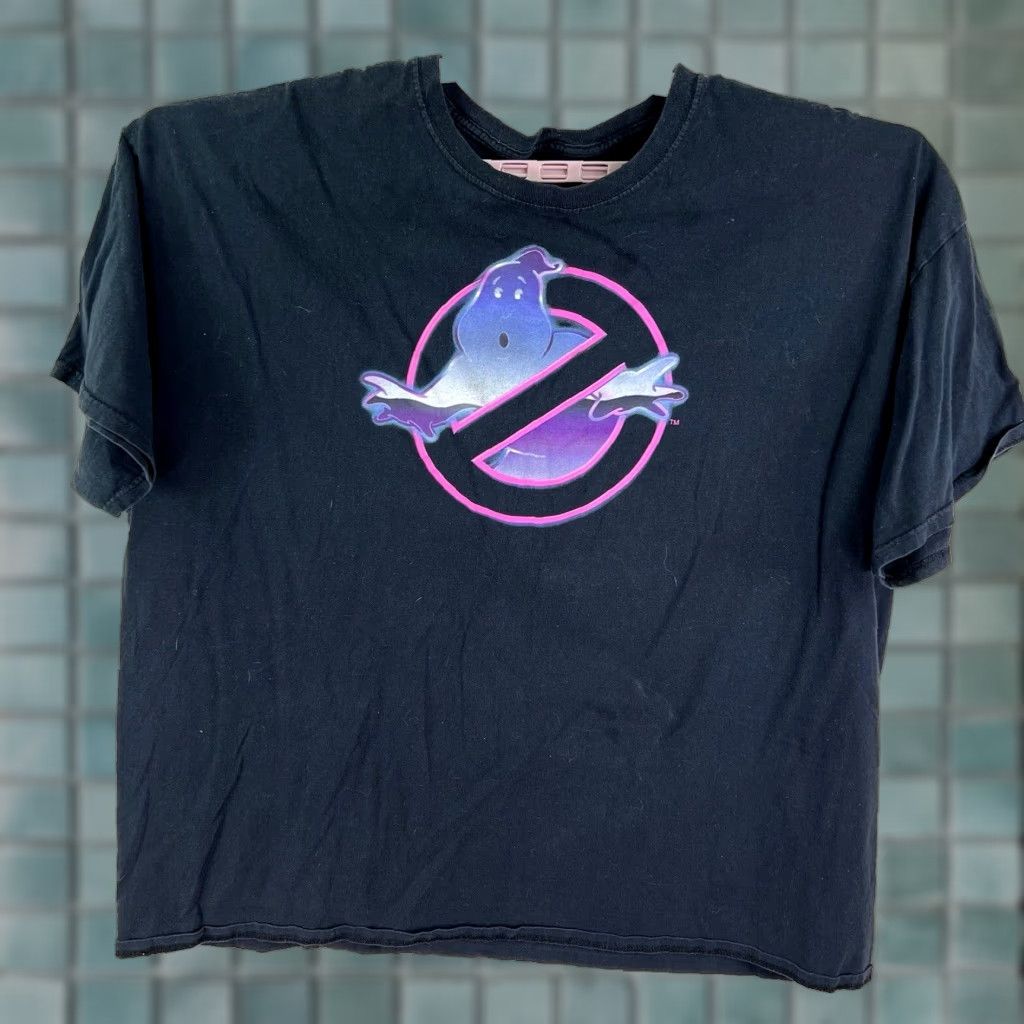 Vintage Ghostbusters Shirt Mens 3xl Black Ghost Busters Logo 80s Movie Promo Crew Neck Short